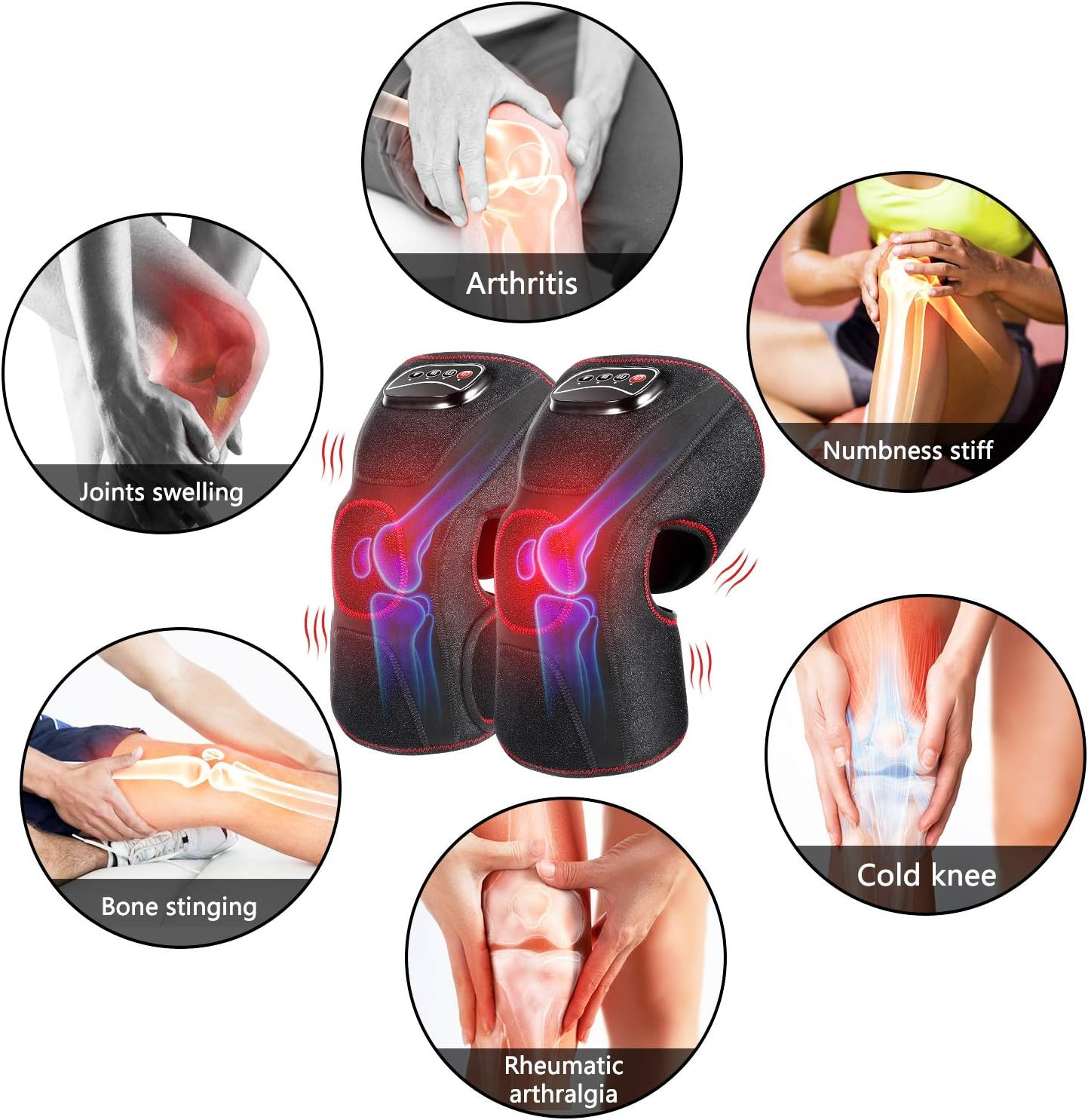 Knee Massager with Heat, Air Compression Leg Knee Brace Wrap for Arthritis Pain