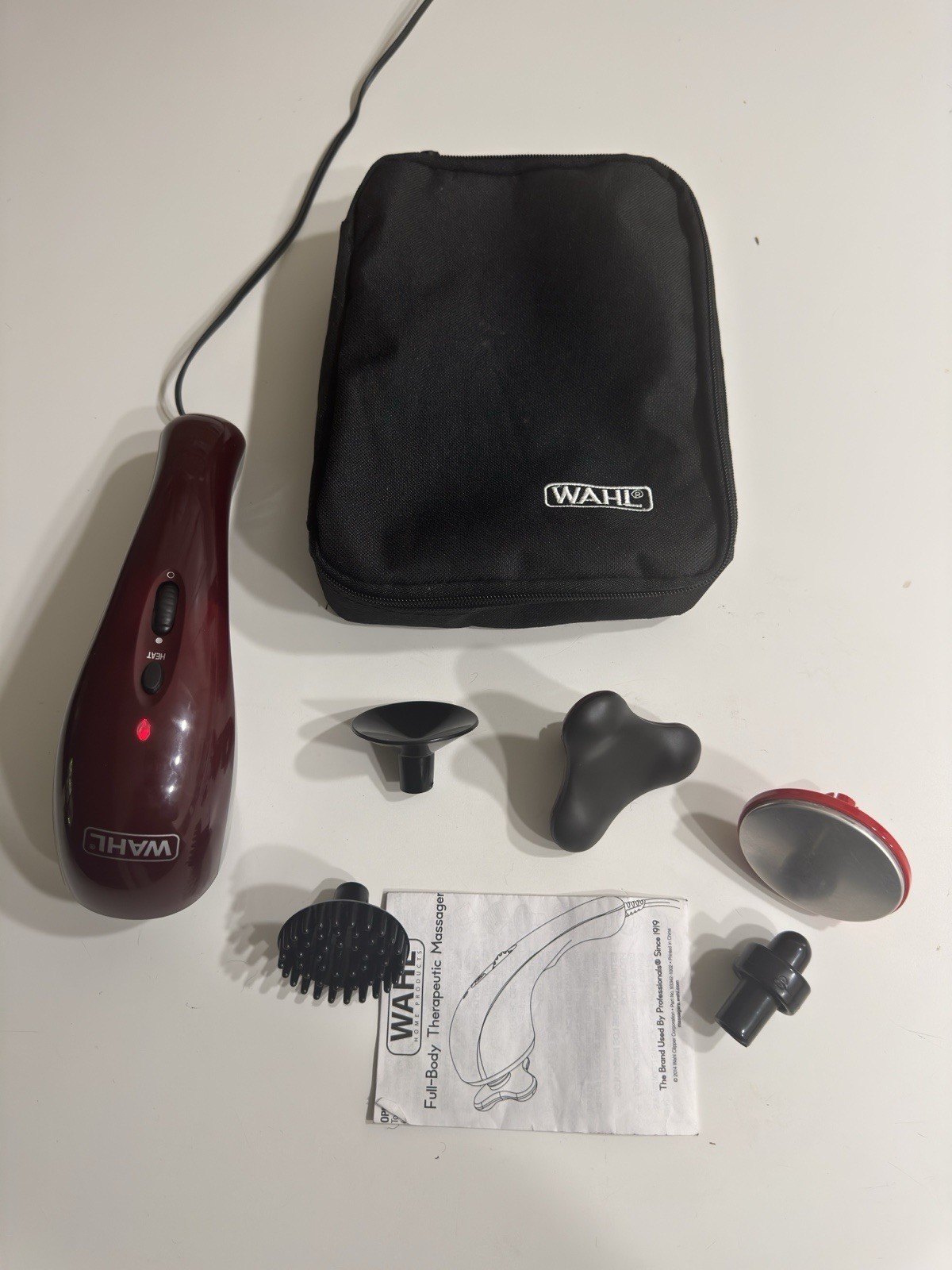 WAHL Heat Therapy Heated Handheld Massager w/5 Attachments & Case Model 4295