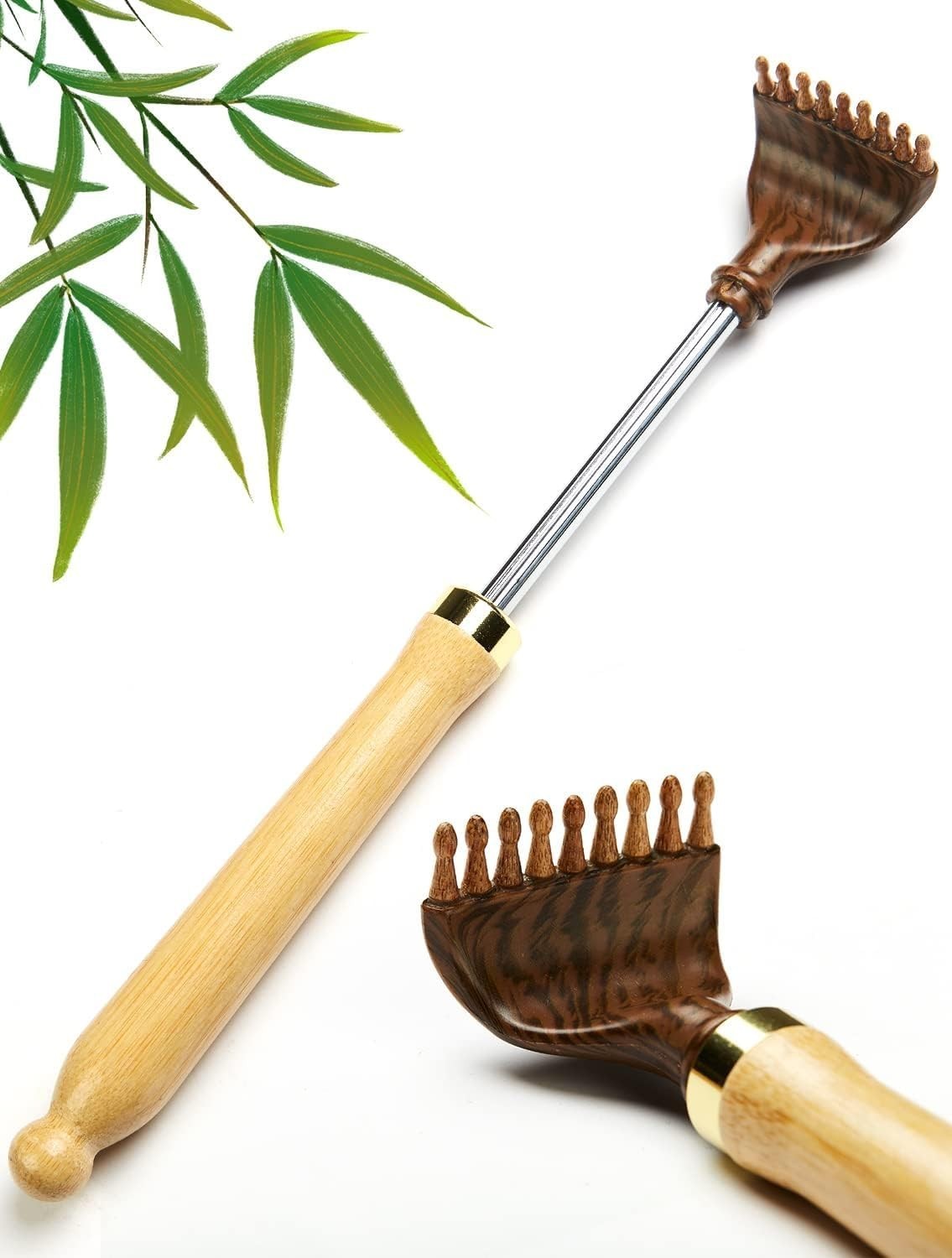 Adjustable Bamboo Back Scratcher for Men & Women – Portable and Extendable
