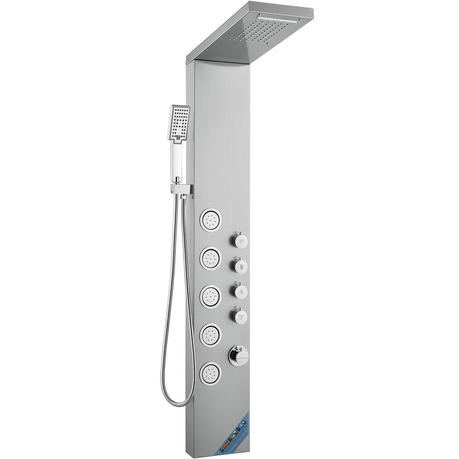 Stainless 4-in-1 Shower Rainfall Waterfall Massage Handheld 59in