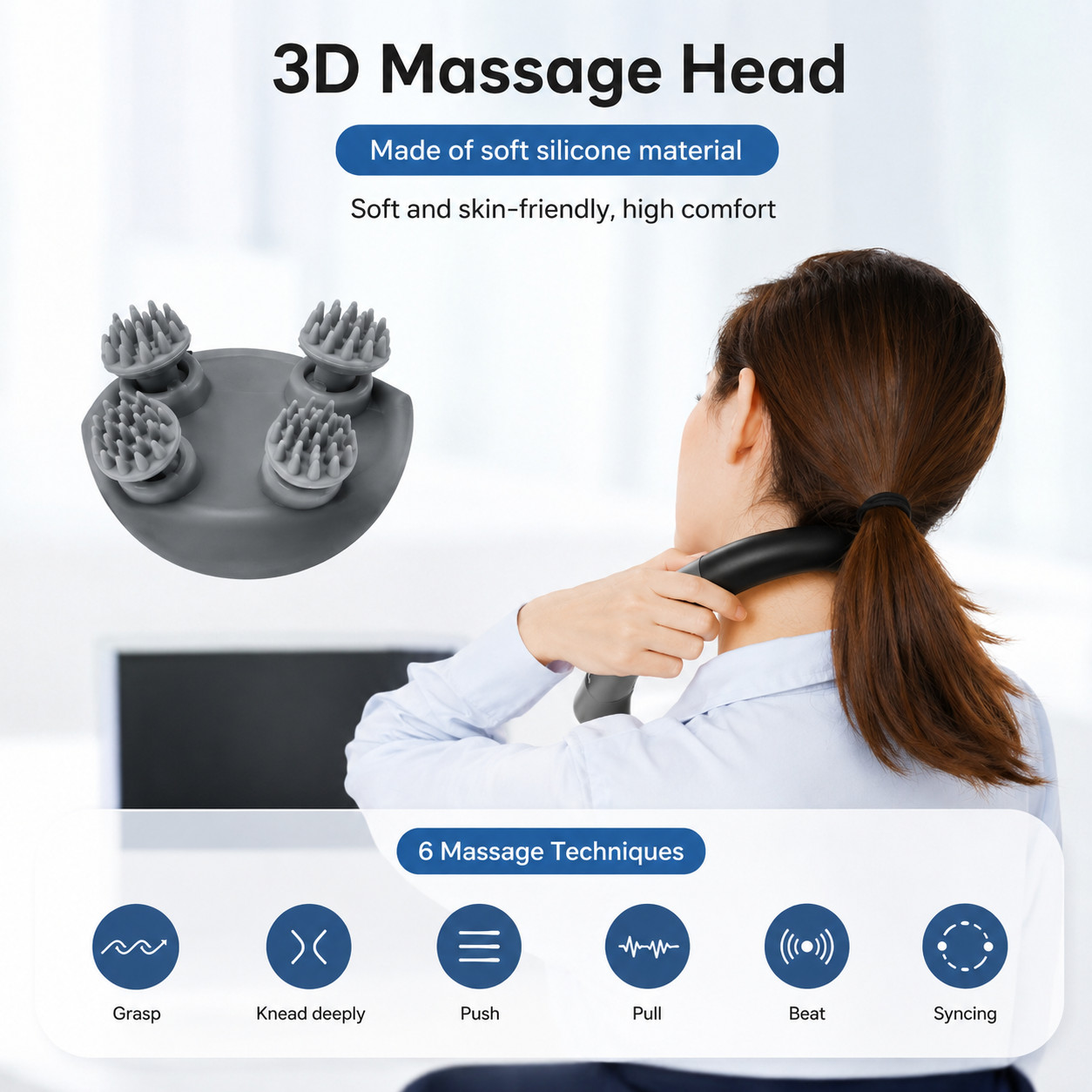Electric Scalp Head Massager Red Light Therapy Antistress Relax Body Massage Rem