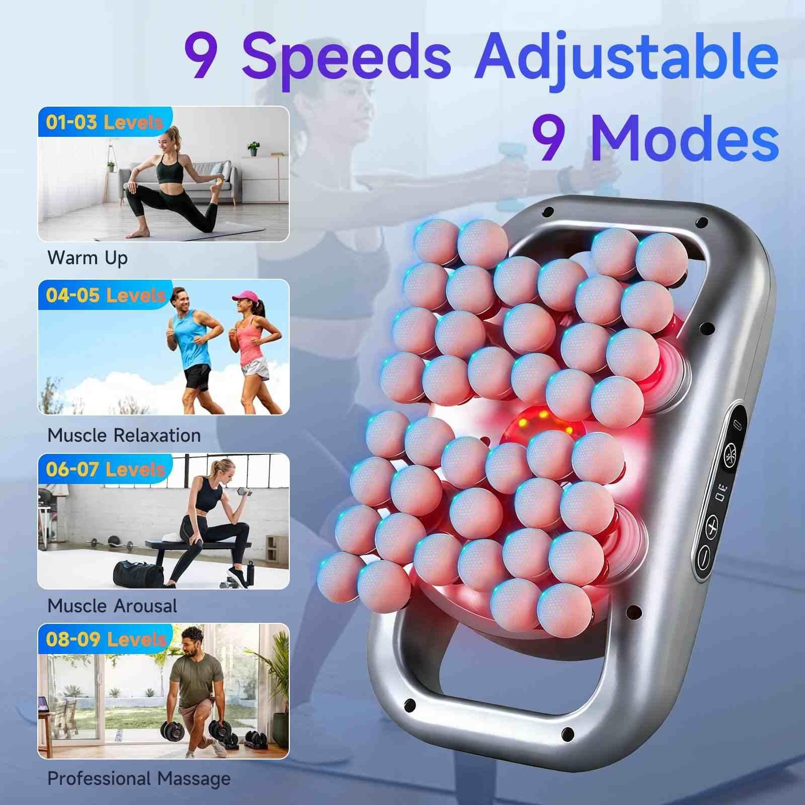 42-Head Deep Tissue Massage Gun, Percussion Muscle Massager with 9 Modes & Ad…
