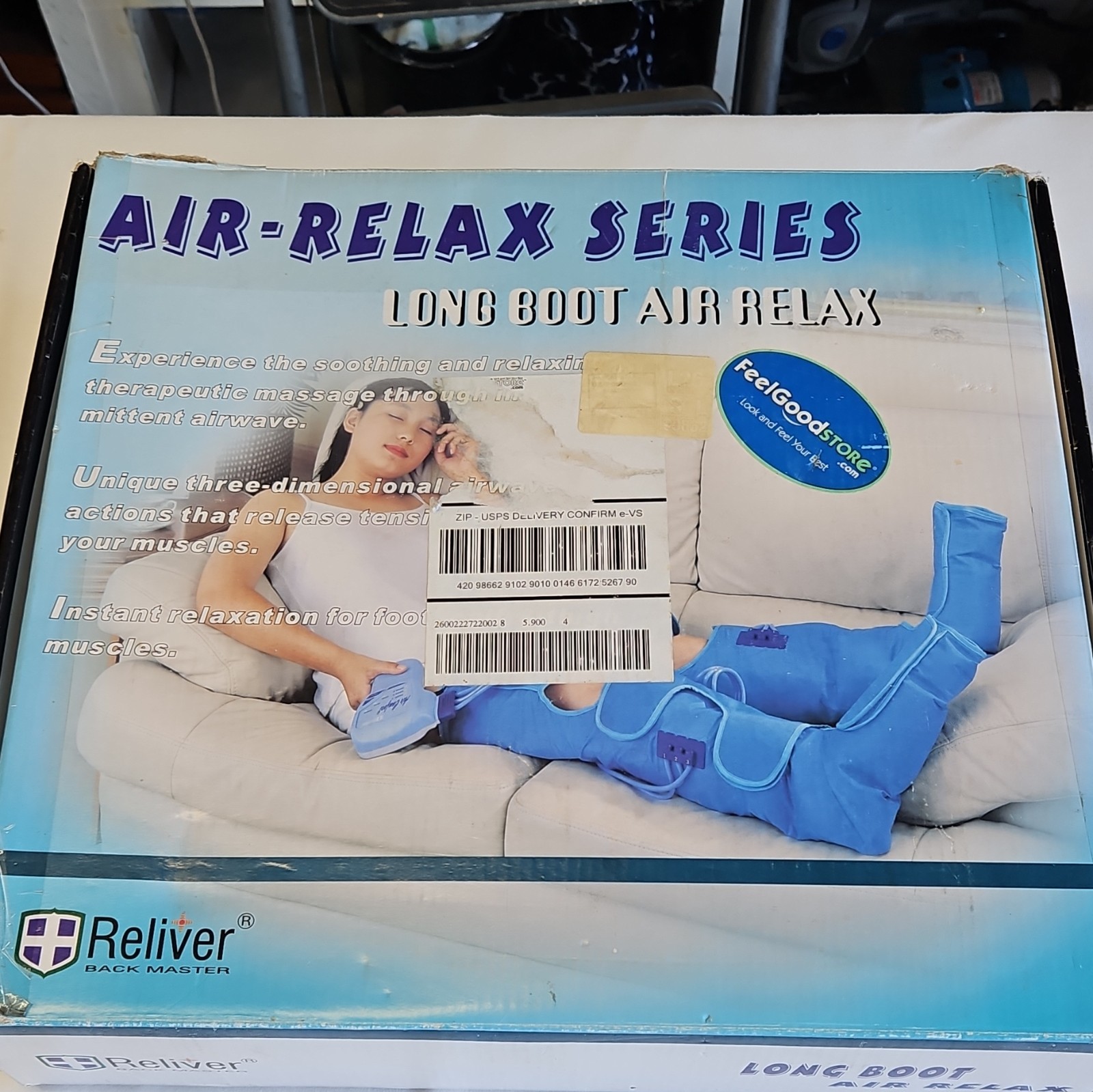Reliver Air-Relax Series Long Boot Air Compression Leg & Foot Massager Blue