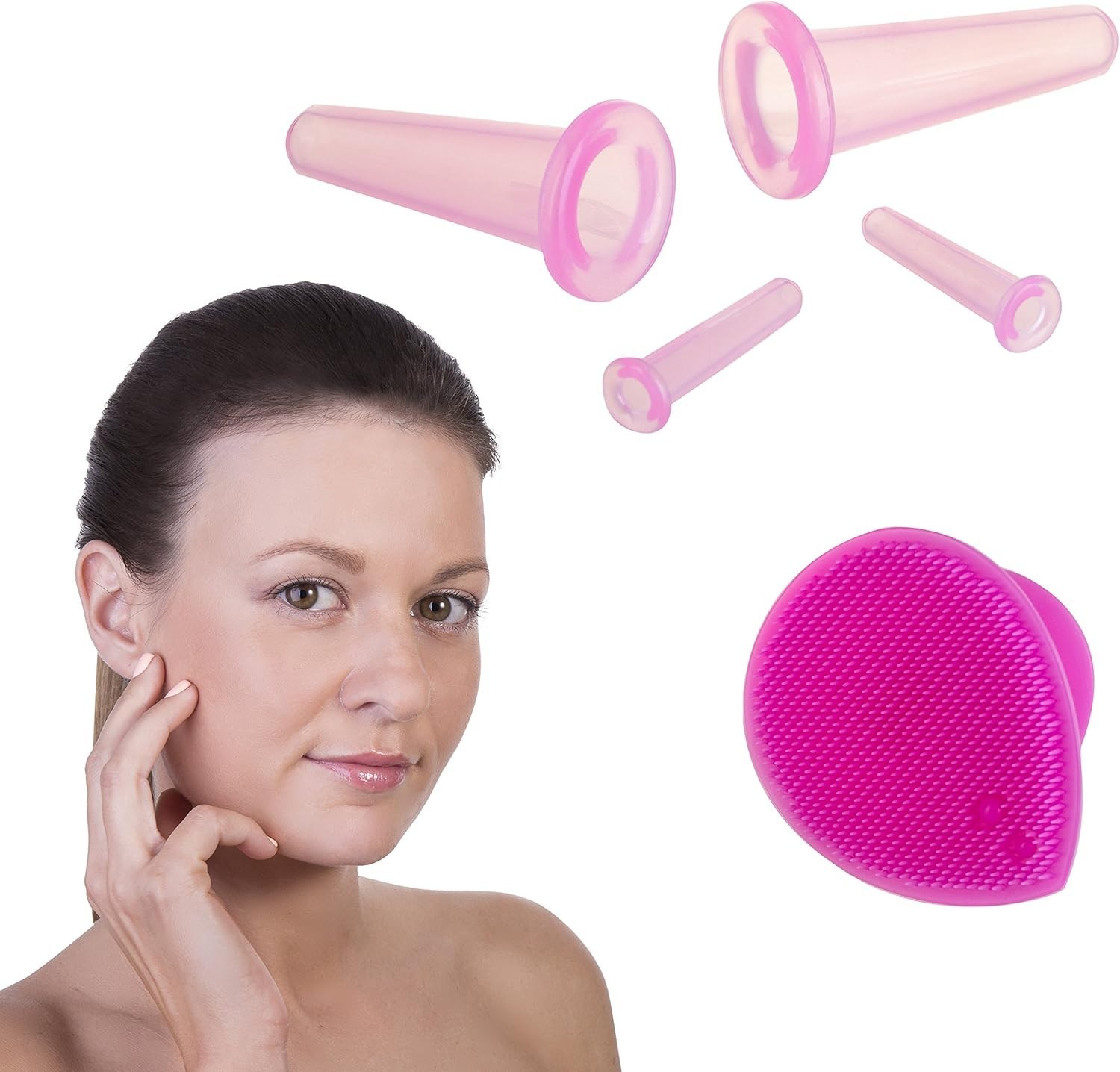 Double Chin Reducer & Anti-Aging Face Cupping System with Silicone Cups