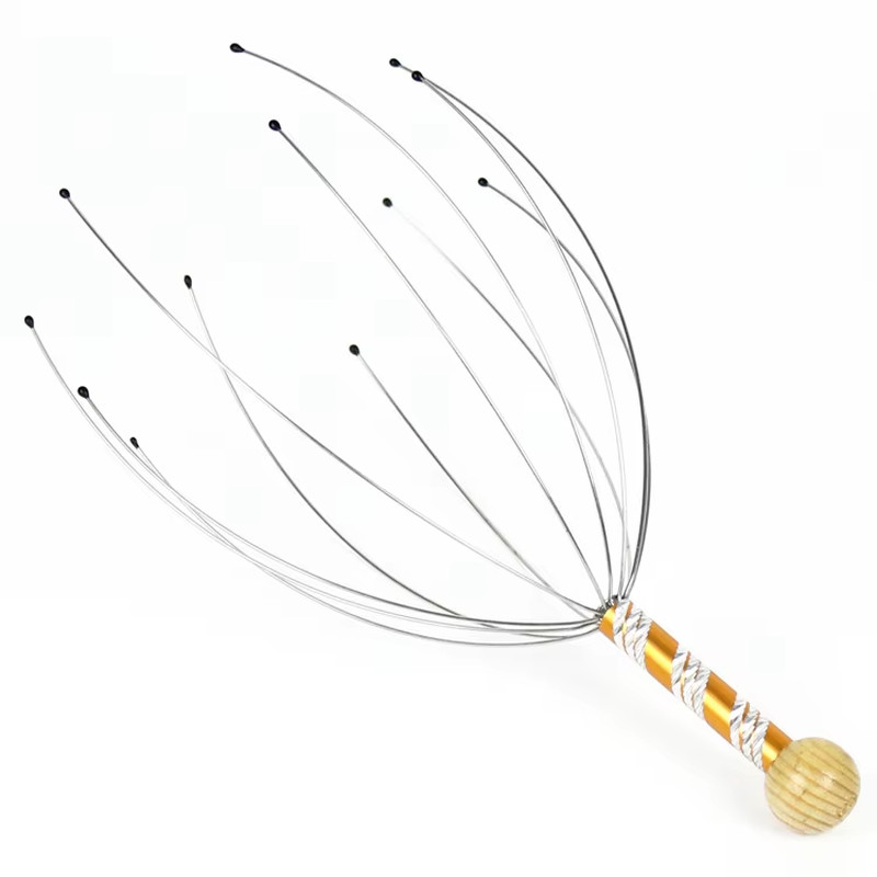 1PC Octopus Head Massager Stainless Steel Engraved Head Relaxer Brain Massage Cl