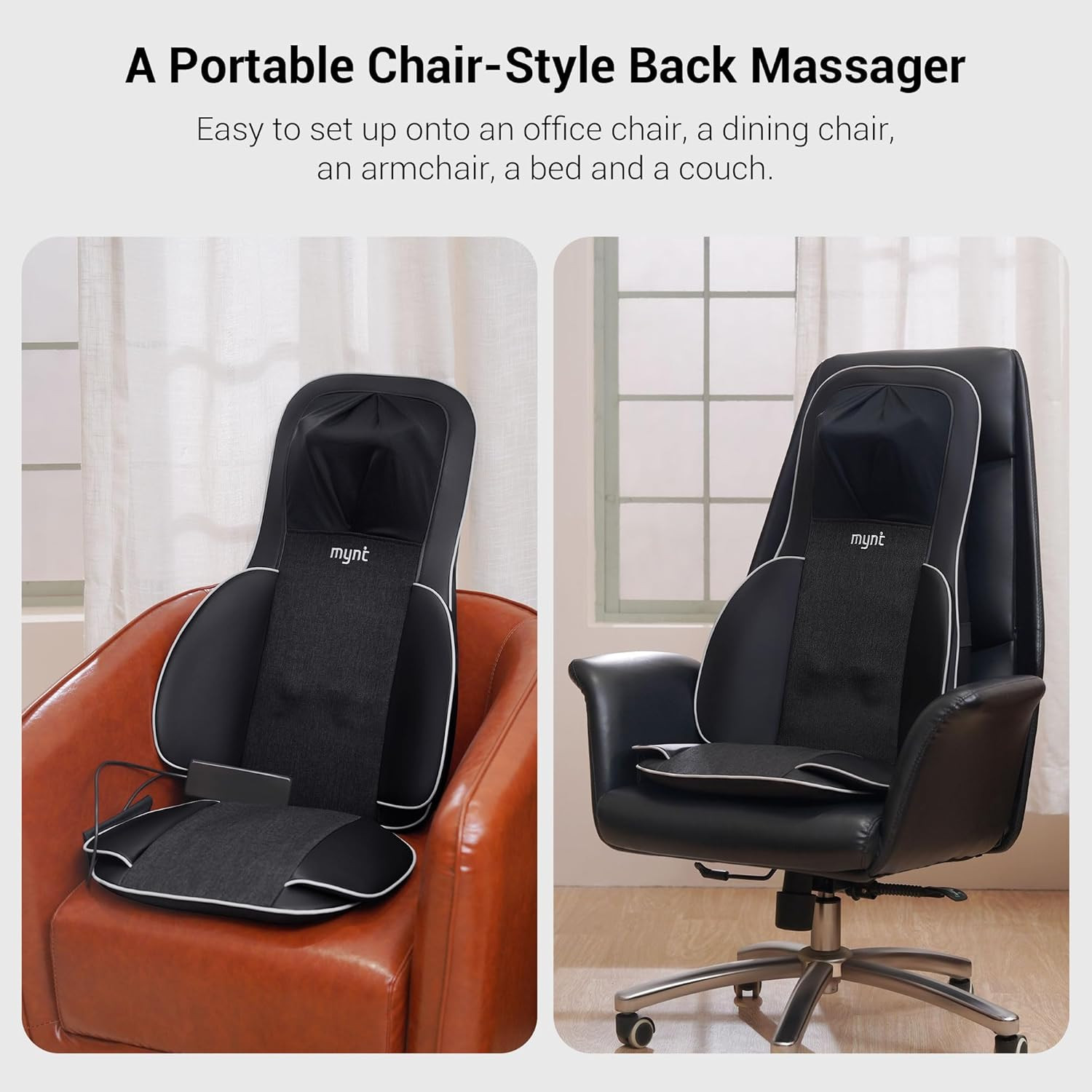 Shiatsu Neck & Back Massager with Heat – FSA/HSA Approved, Portable Pad
