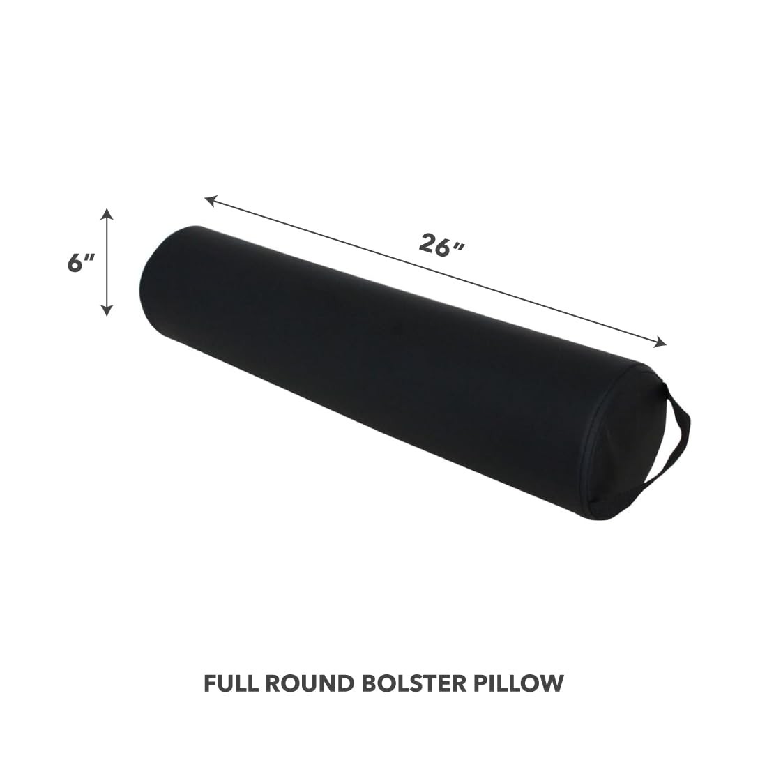 ForPro Full Round Bolster Pillow, Black, Oil and 6×26 Inch (Pack of 1), Black