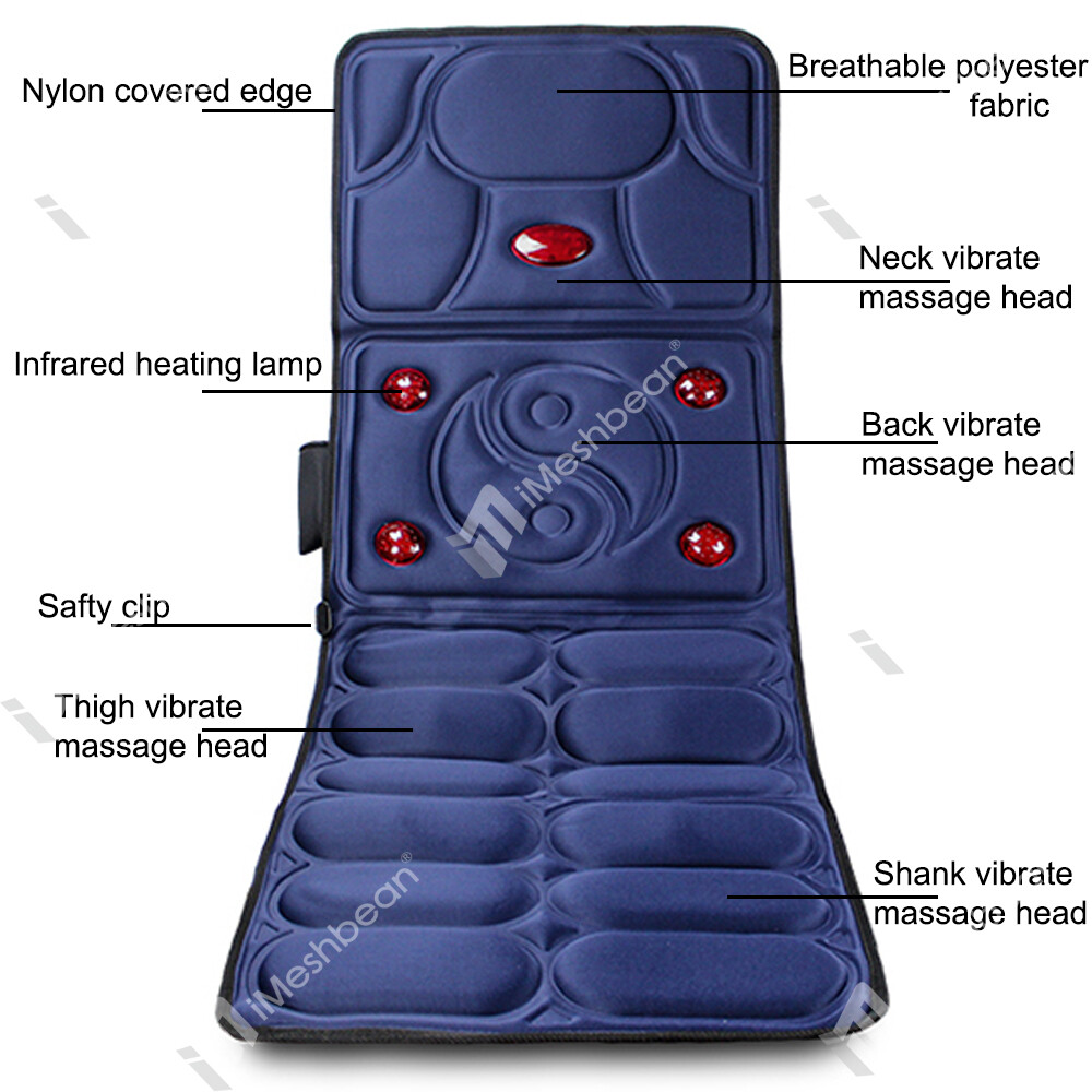 Full Body Massage Mattress Mat w/ Heat & Vibrating Controller Extra Memory Foam