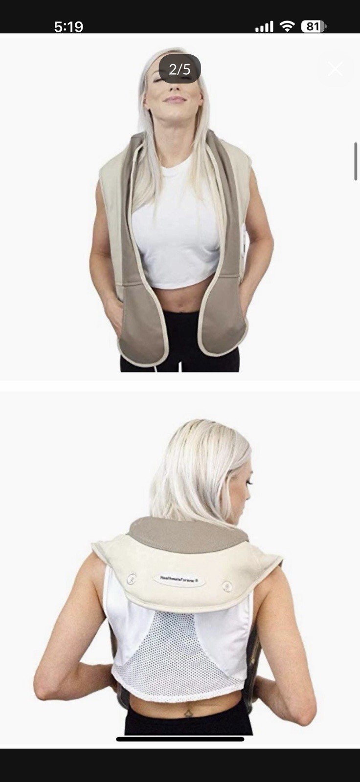 HealthmateForever Pain Relief Neck & Shoulder Sport Massager with Heat