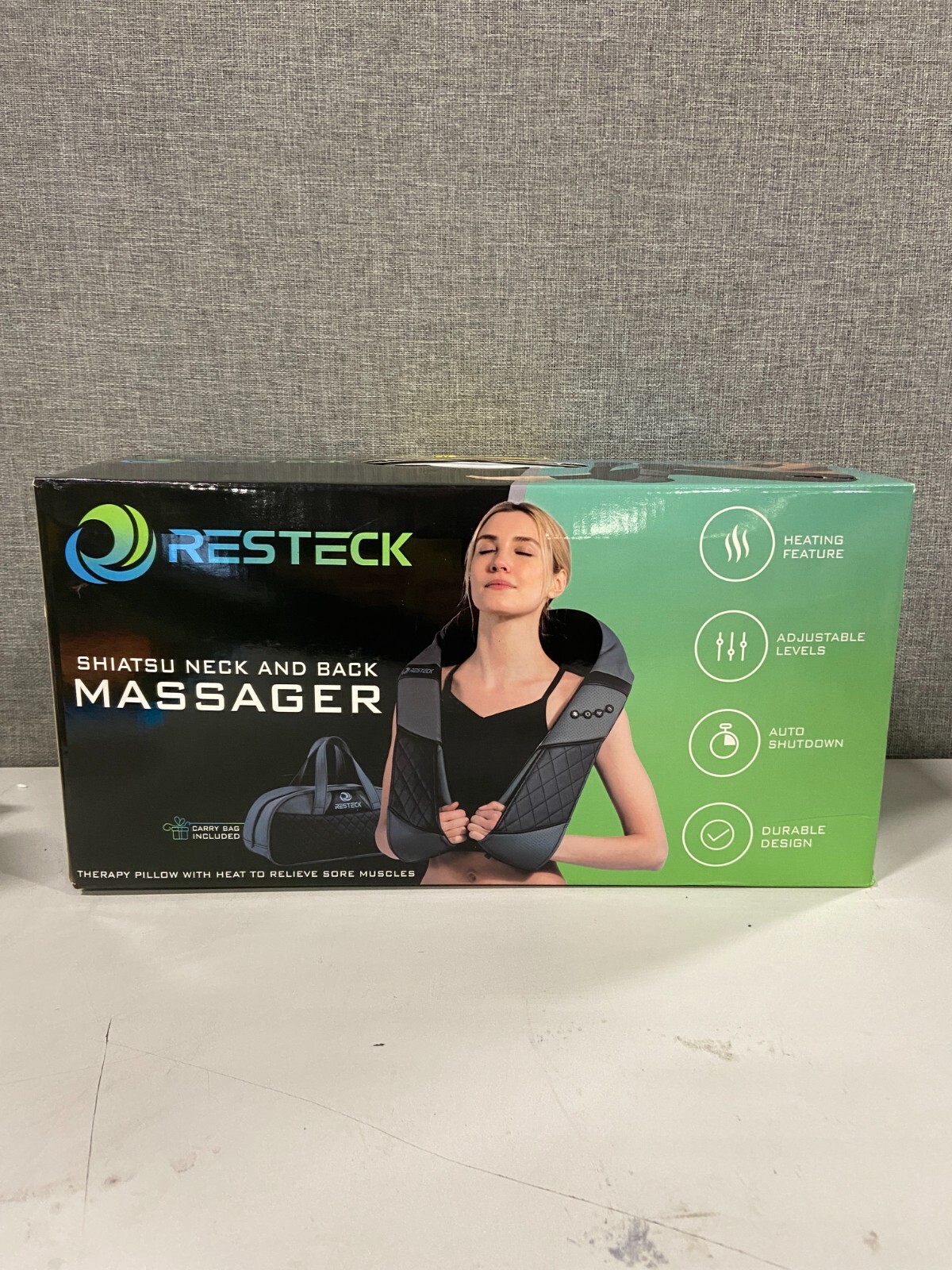 Resteck Shiatsu Massager for Neck and Back with Heat, Adjustable Levels