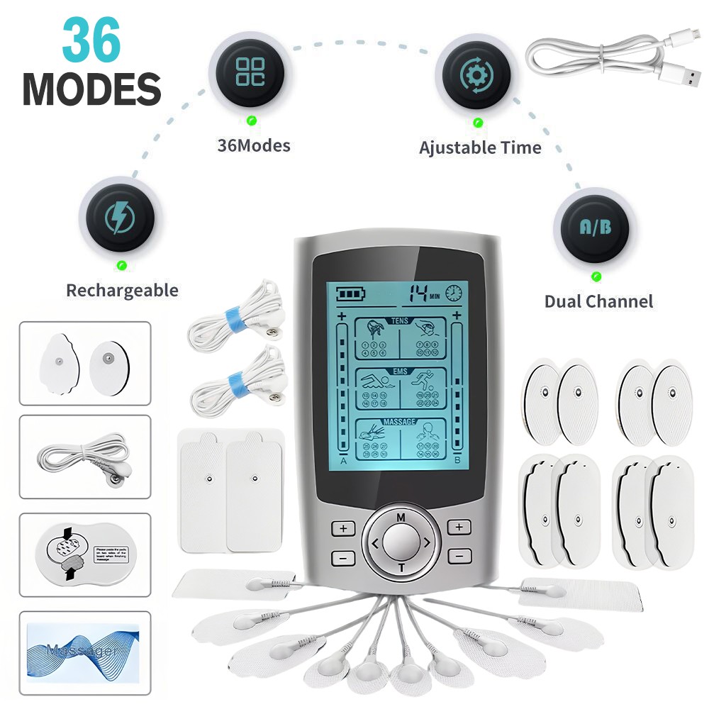36Modes Tens Unit Muscle Stimulator Machine Pulse Massager Pain Relief 2 Channel