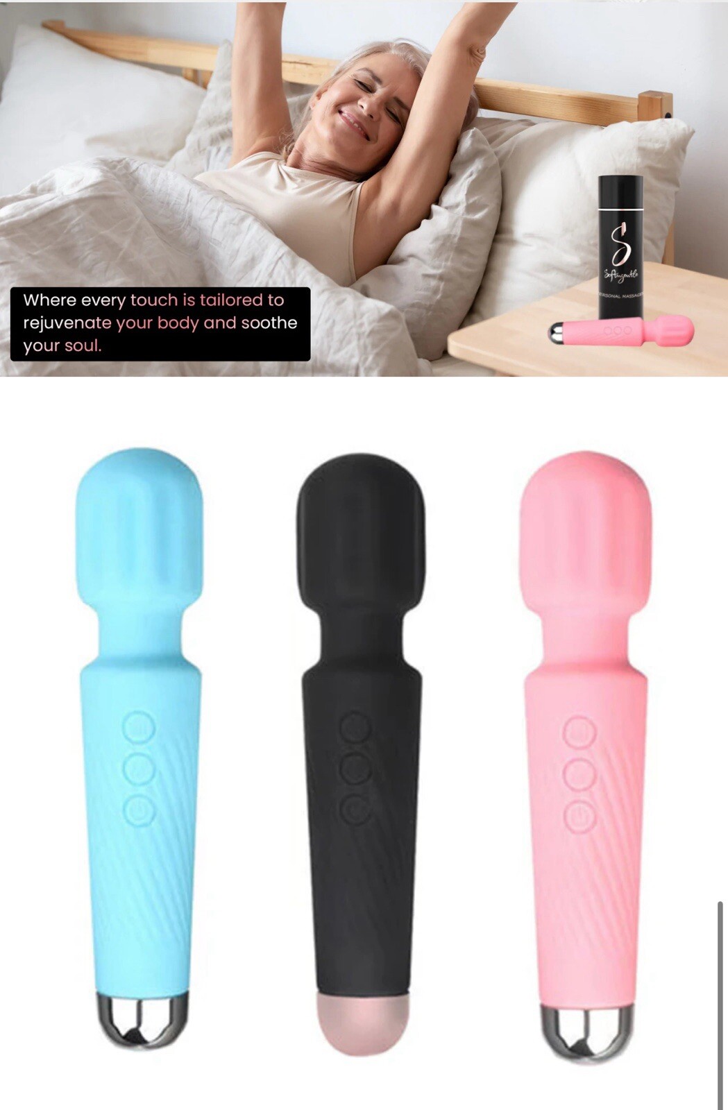 Introducing SoftnGentle’s rechargeable cordless personal massager in BLUE!