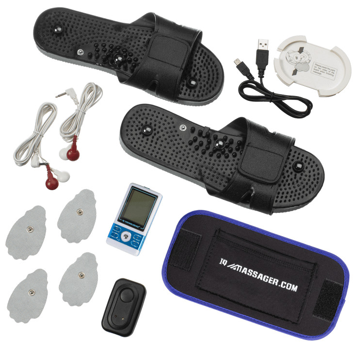 IQ Massager Mini 2 TENS & EMS Unit With Belt and Slippers – Blue