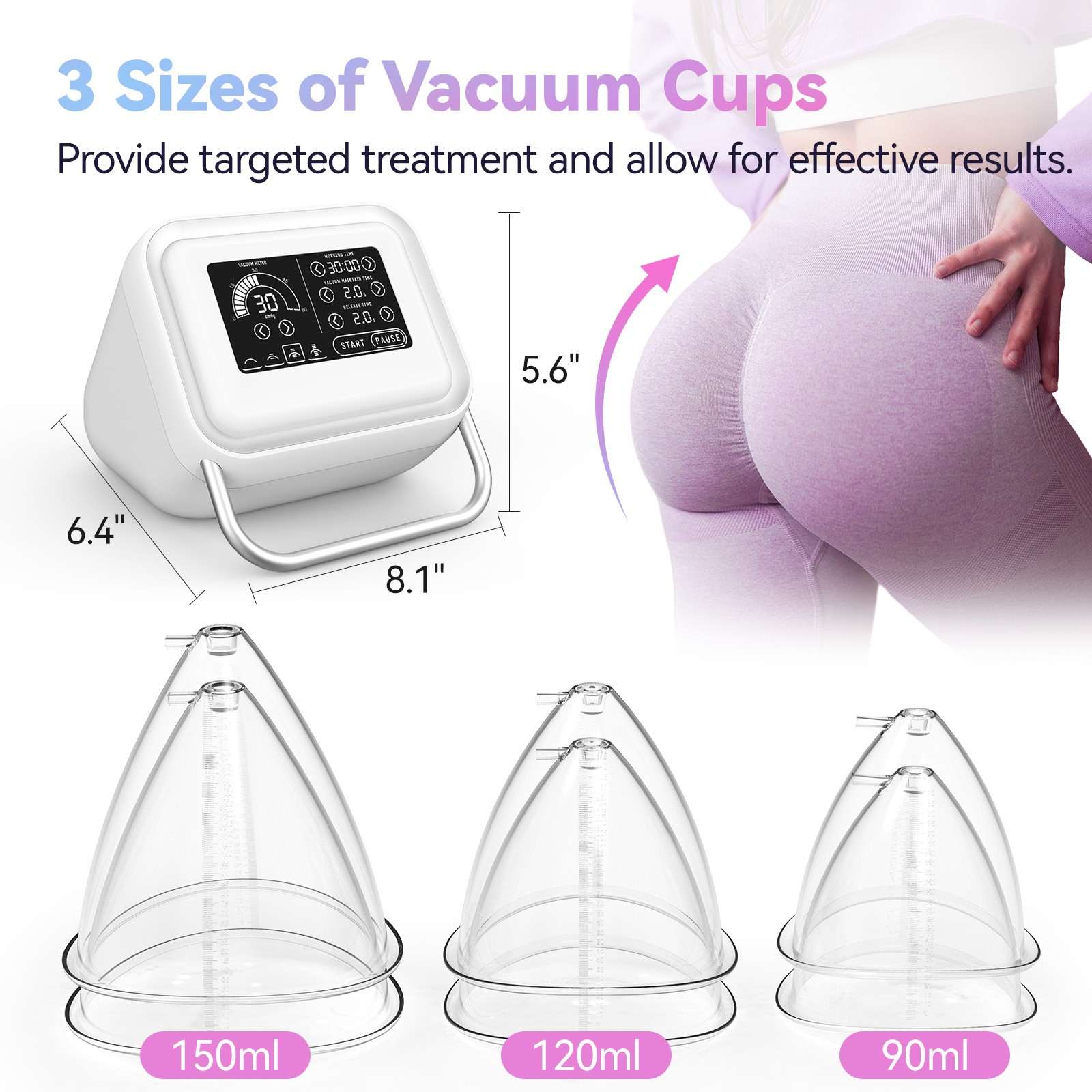 New 150ml Breast Enlargement Butt Enhancement Machine Vacuum Therapy Massager