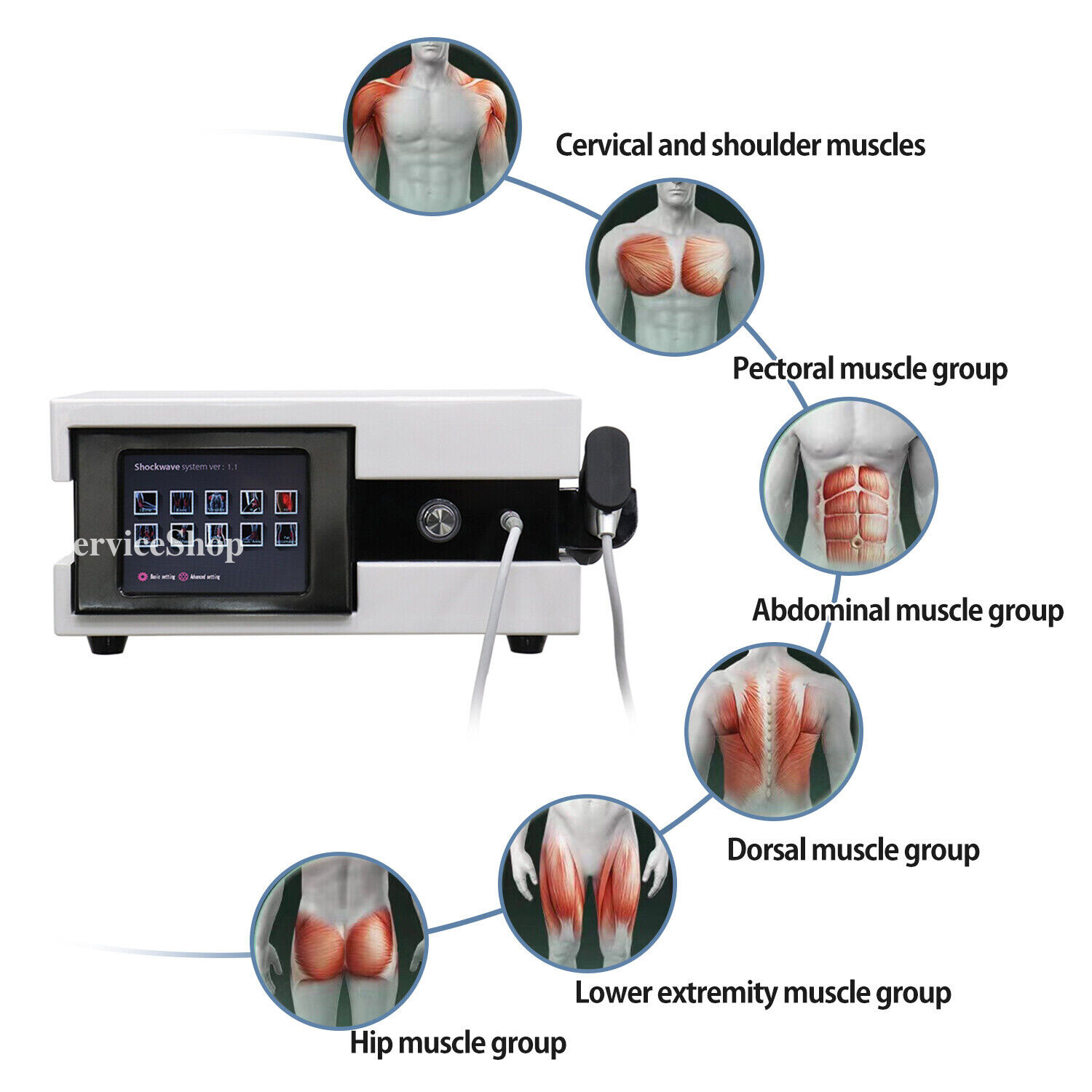 Pneumatic Shockwave Therapy Machine Body Pain Relief ED Treatment Shock Wave USA