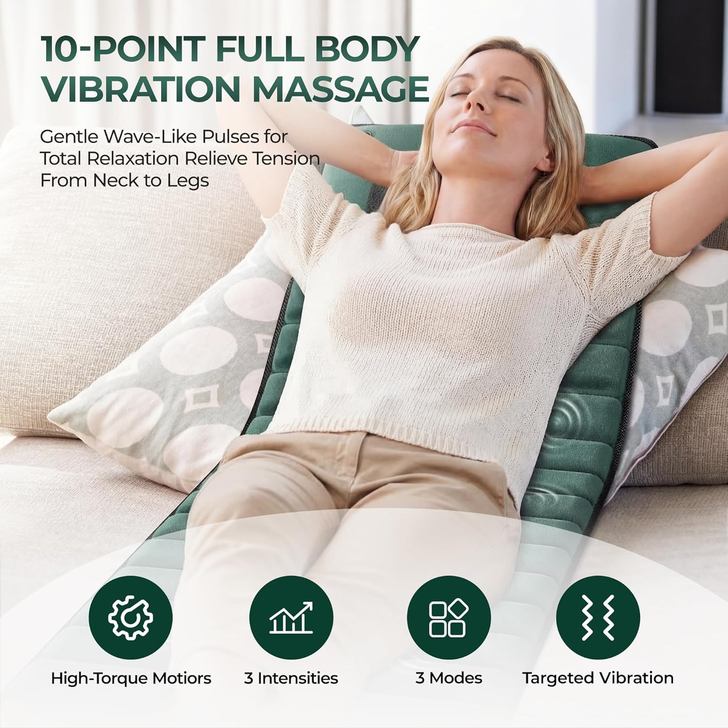 Full Body Massage Mat with Heat, Detachable Massager Pad Deep Tissue Pain Relief