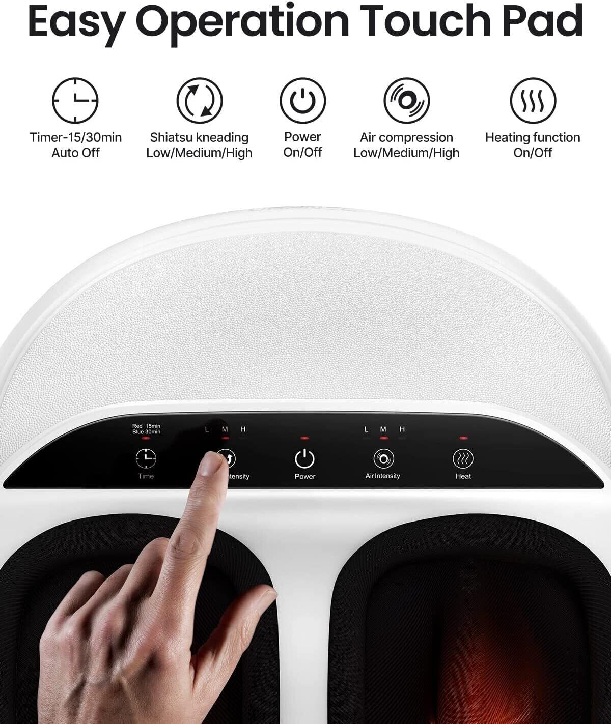 RENPHO RF-FM059W Foot Massager Machine, Heat Shiatsu Deep Kneading Multi (White)
