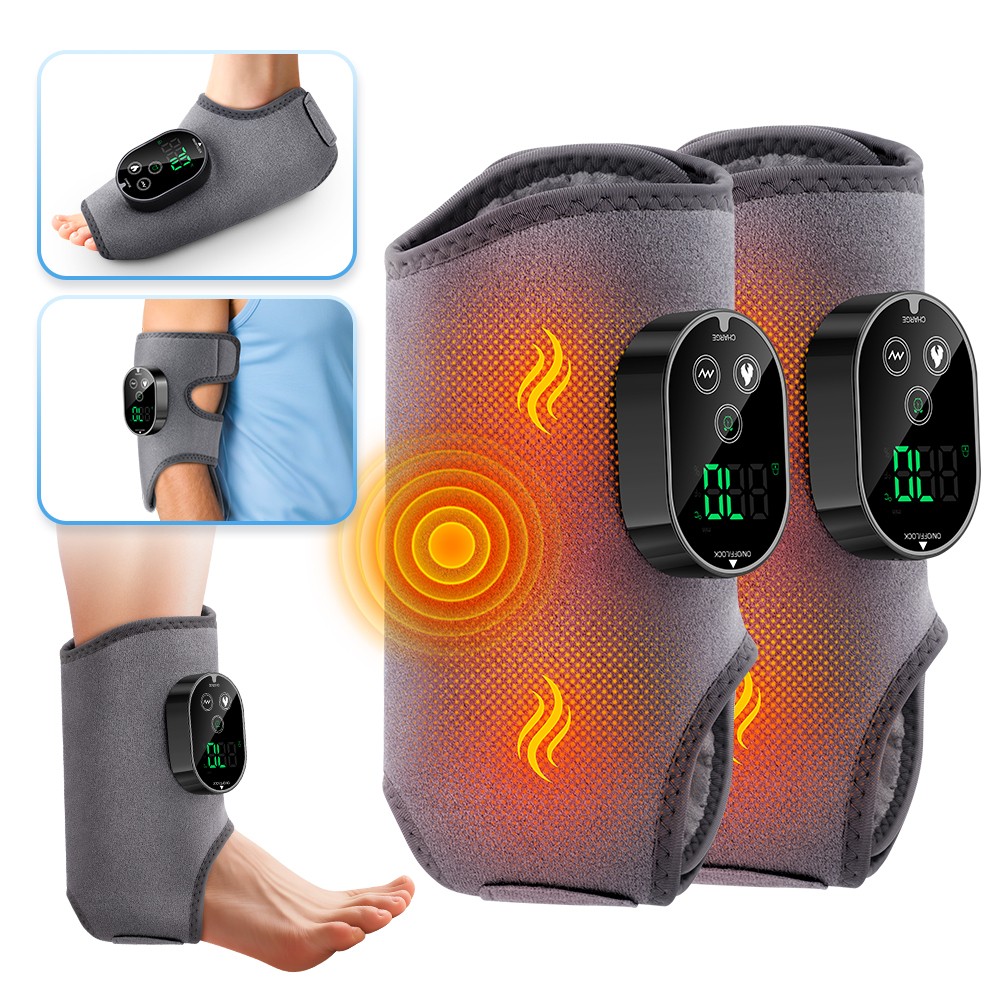 2Pack Electric Foot Ankle Massager Pain Relief 6 Heat Levels, 3 Vibration Modes