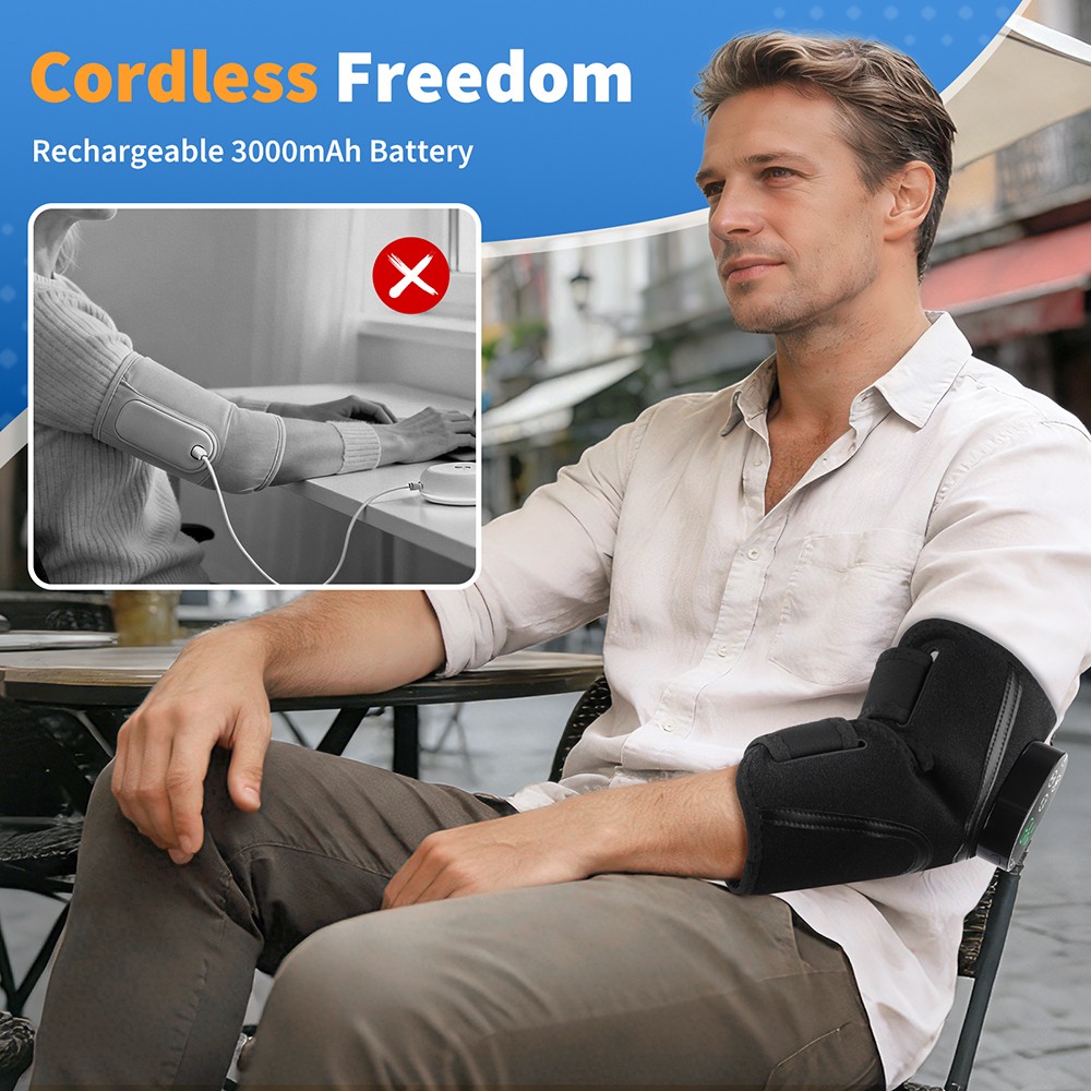 Electric Elbow Massager Brace Wrap Joint Pain Relief Heating Vibration Therapy