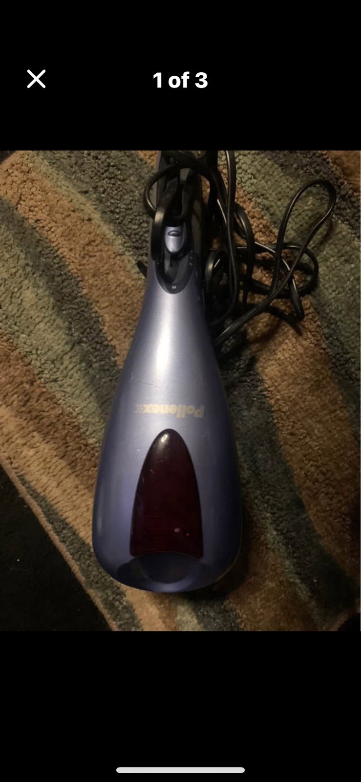 Polonex Handheld Corded Electric Massager Purple Black 2 Massage Heads Back