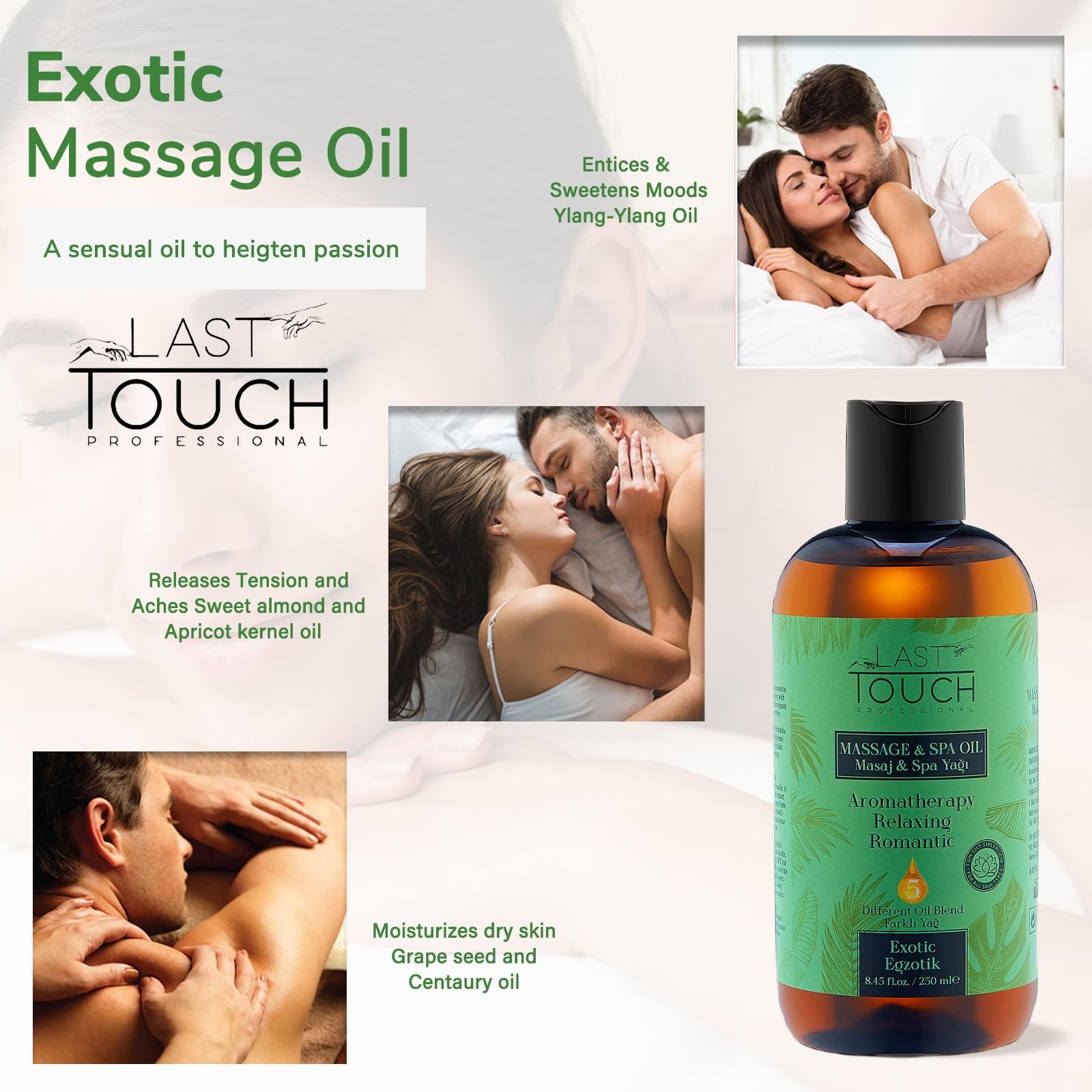 Massage Oil Sensual Aphrodisiac for Couples Aromatherapy 8.45 Fl Oz