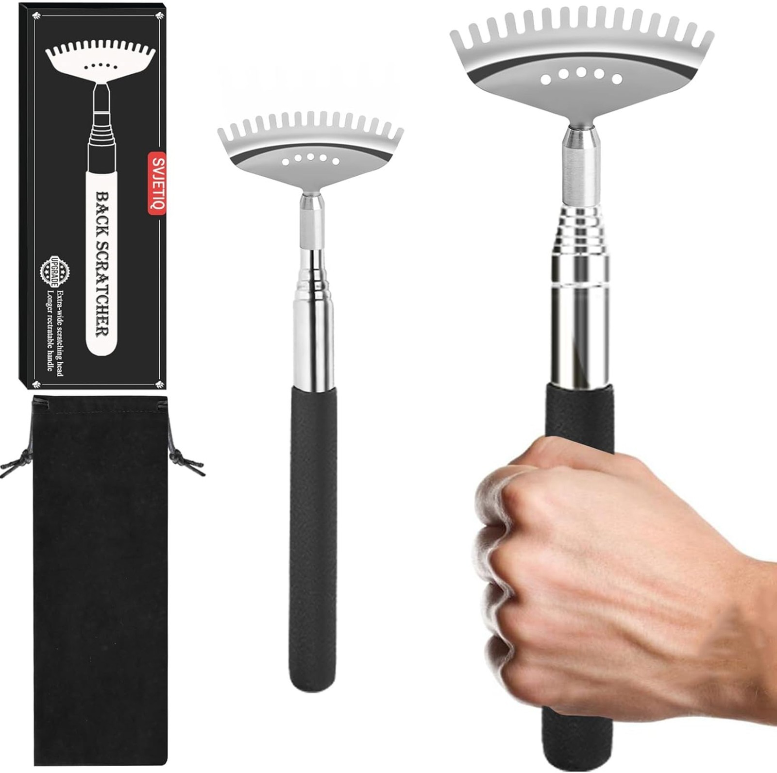 Extendable Back Scratcher for Men Women Adults, Telescoping Massager, 2 Pack