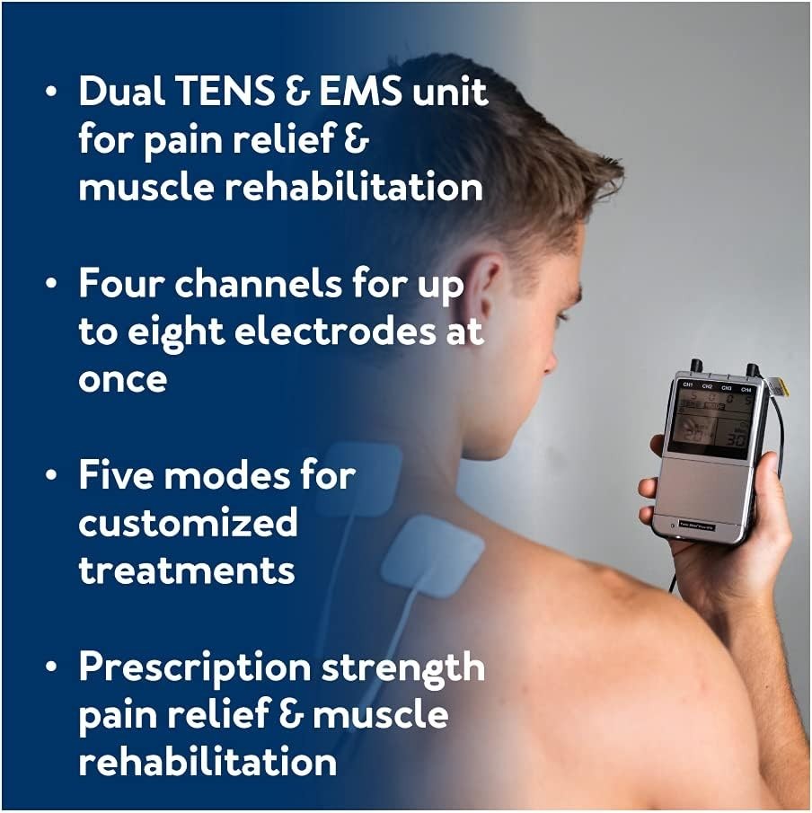 Roscoe Medical TENS EMS Muscle Stimulator 4 Channel for Pain Relief & Recovery