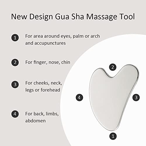 Gua Sha Facial Tools & Face Roller Set – Stainless Steel Massage Tool for Skinca