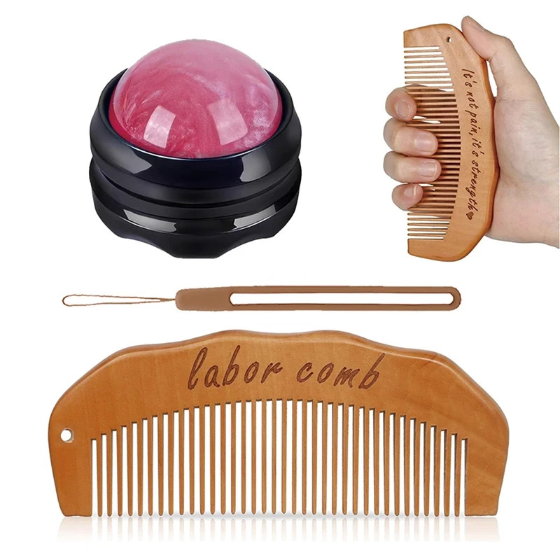 3 Pcs Labor Comb & Massage Roller Ball Kit Pregnancy Delivery Relaxation Set