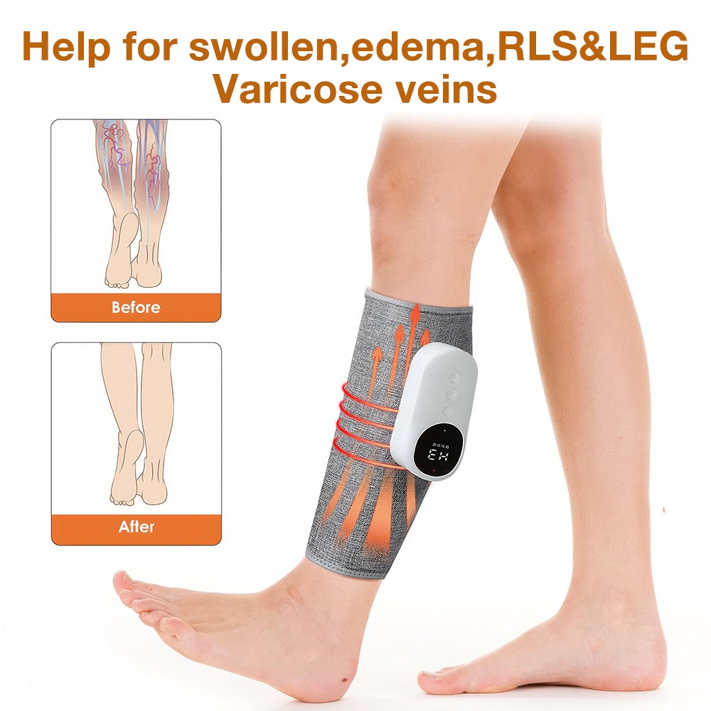 3 Modes Leg Massager Cordless Calf Air Compression Massager W/ Heat Pain Relief