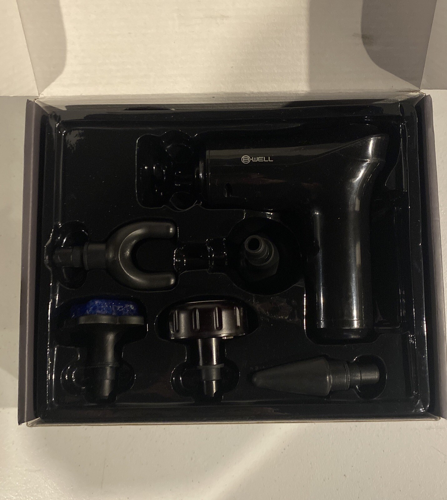 B-well Hot Cold Mini Massager Gun, 5 Massage Attachments, Rechargeable Battery