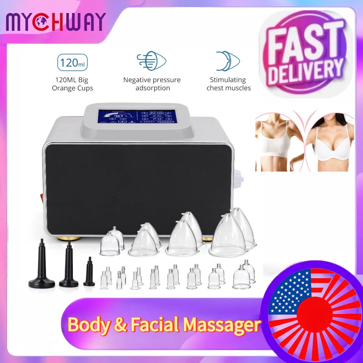 120ml BBL Cups Breast Butt Enlargement Machine Body Massage Cupping Therapy US