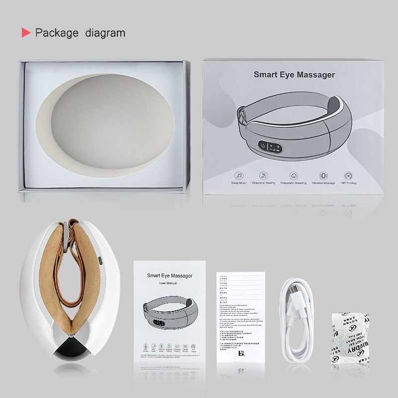 Electric Eye Massager Bluetooth , Masajeador de ojos con calor en blanco