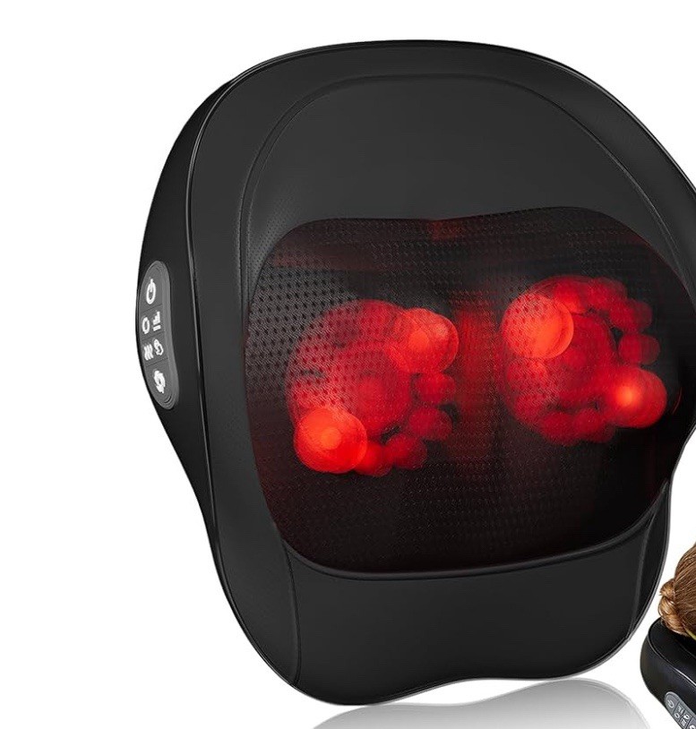 Back & Neck Massager Backrest w/Heat, Rechargeable w/Large Capacity Battery