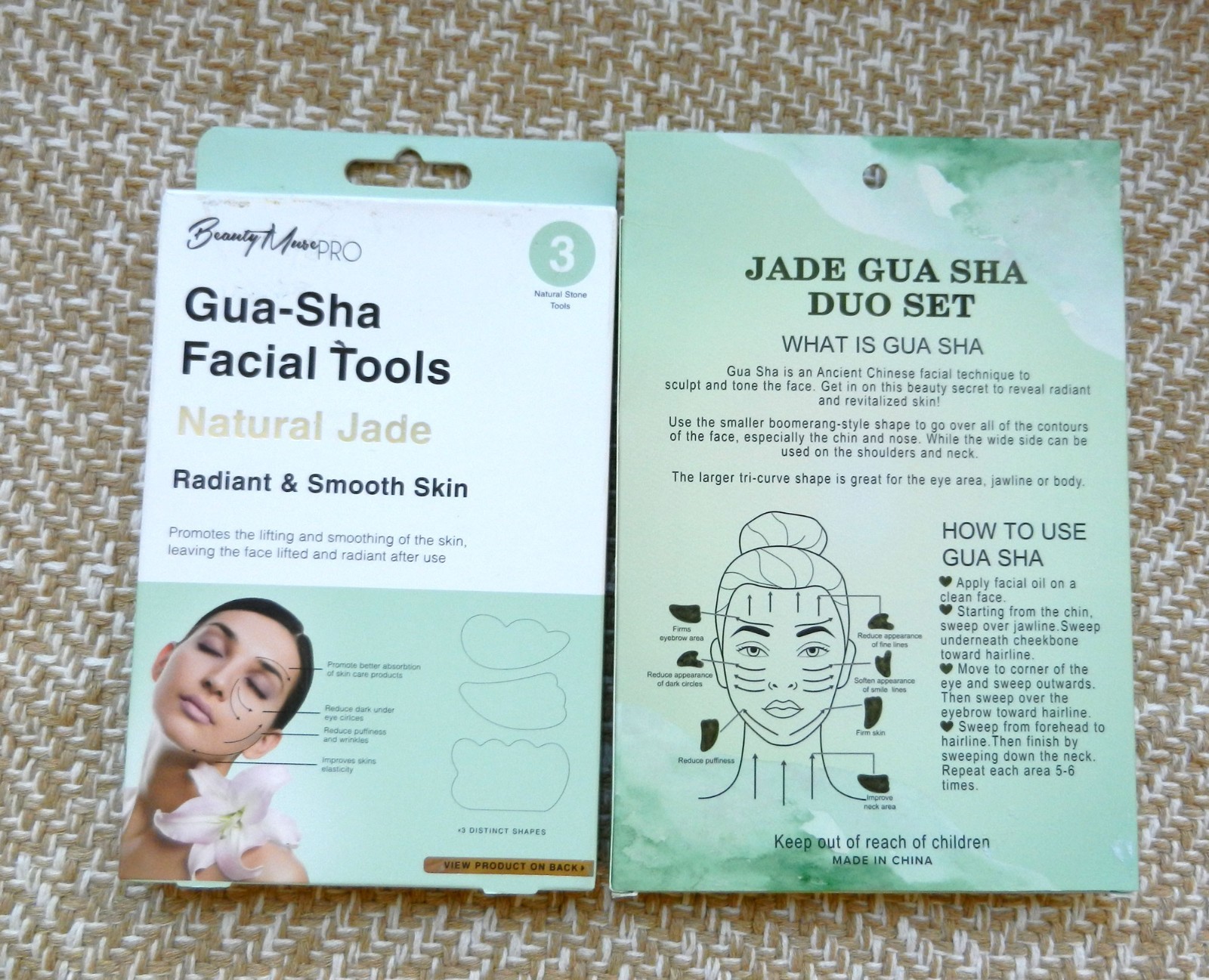New (2) Packages JADE GUA SHA DUO SET Massager