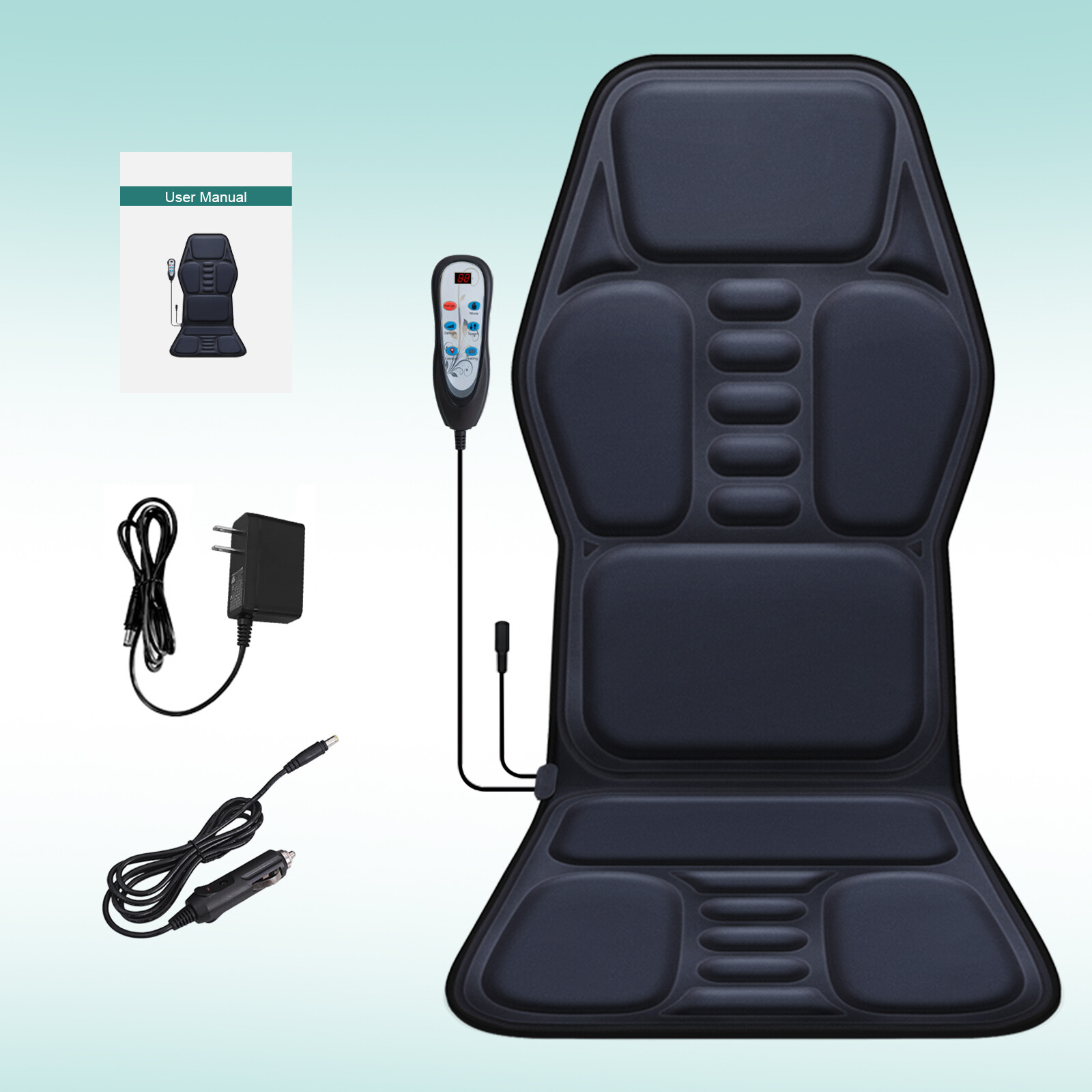 9 Mode Car Massage Seat Heat Chair Pad Cushion Mat Home Office Back Neck Lumbar