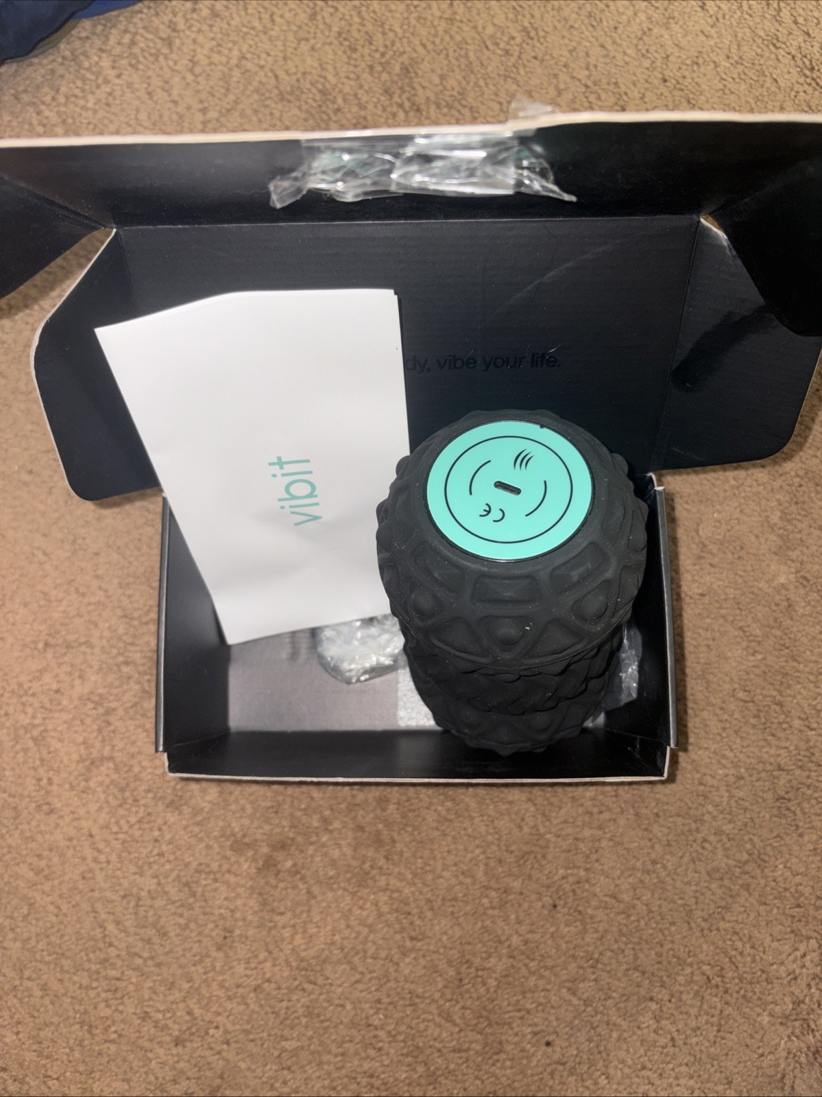 VIBIT Portable Vibrating Massager Roller with 3 Vibration Levels (Black)