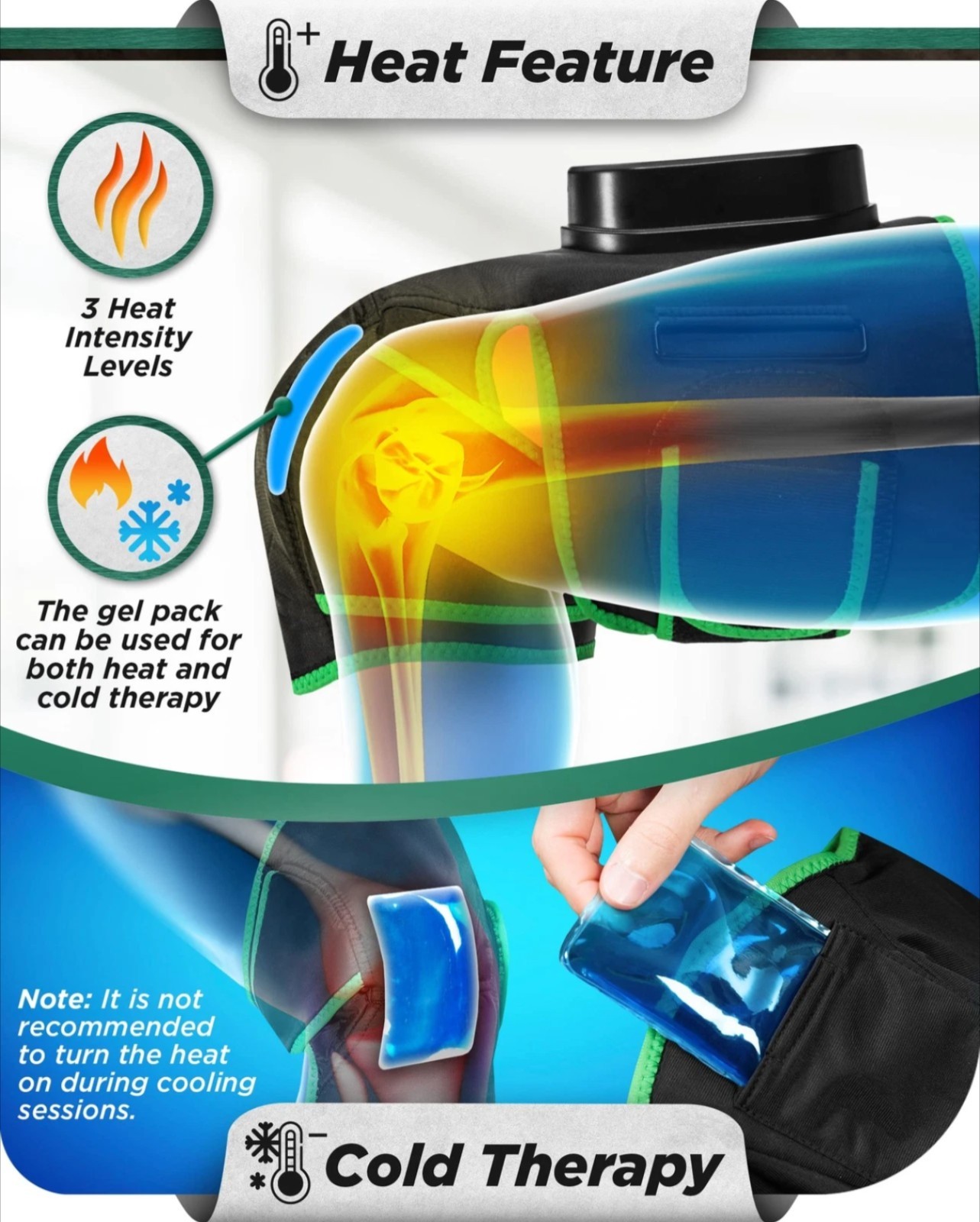 LX4 Knee Massager w/Heat Compression Rechargeable Thigh, Calf, Knee 6x Intensity