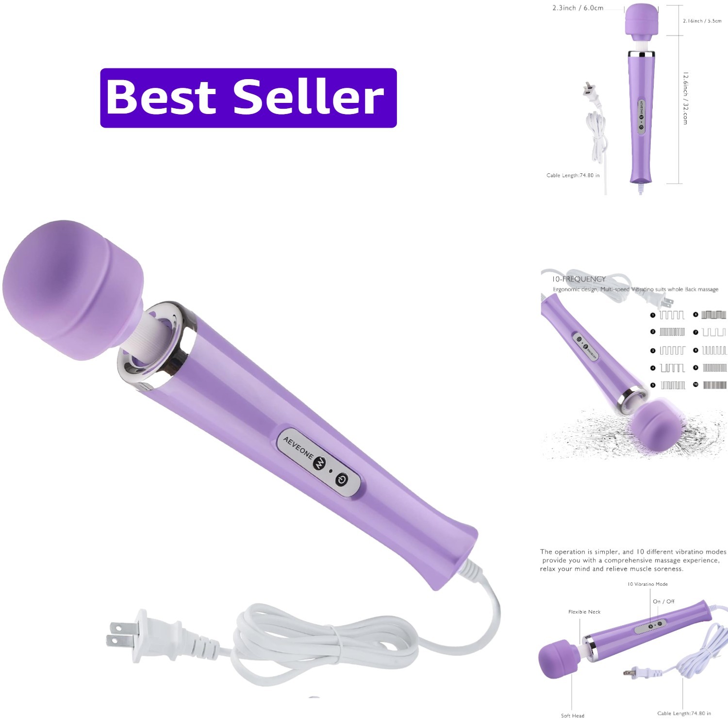 Wired Powerful Handheld Electric Massager, Strong Personal Back Massage for S…