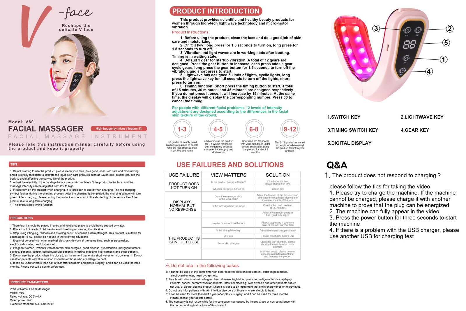 Facial Lifting Massager Electric Massager V-line Face Slimming Vibration Device