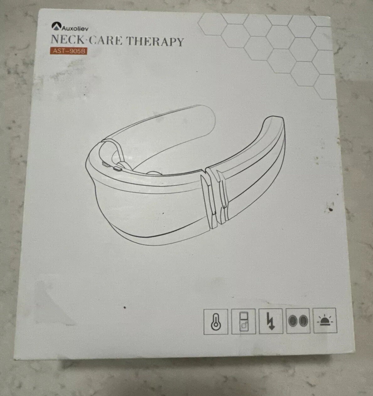 Auxoliev AST-905B White Gray Portable Remote Control Neck Massager With Heat