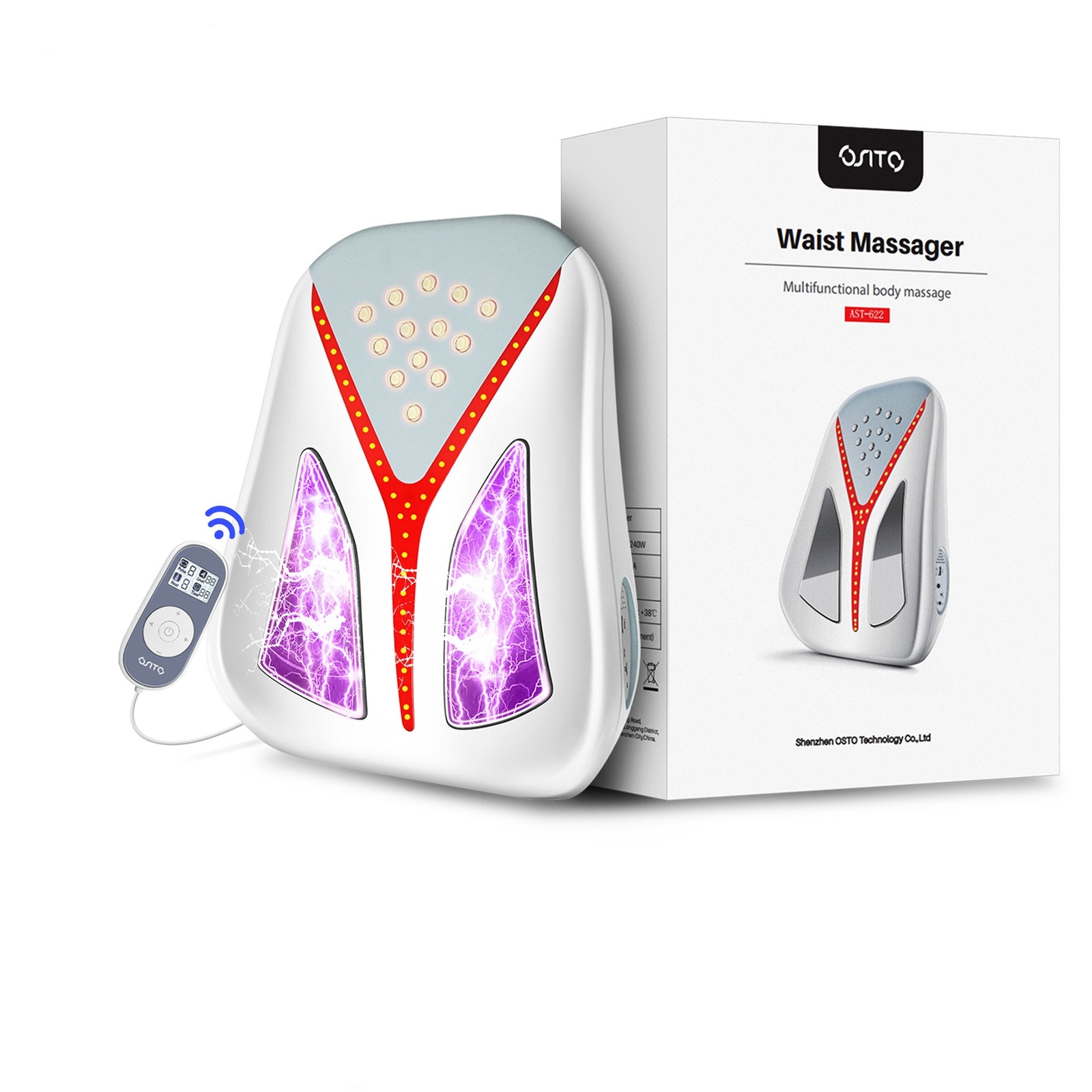 Electric Back Waist Massager Tens Unit with Heated Pulsed Therapy Pain Relief
