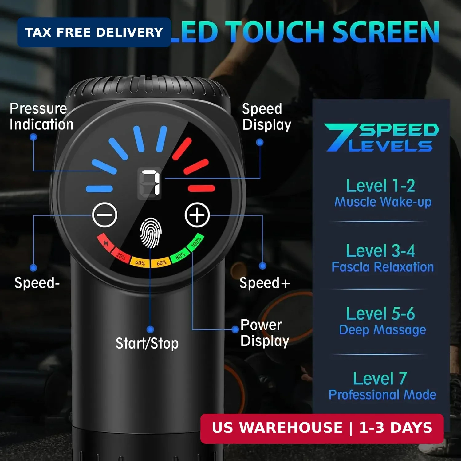 TOLOCO Massage Gun, Deep Tissue Back Massage for Athletes for Pain Relief, Percu