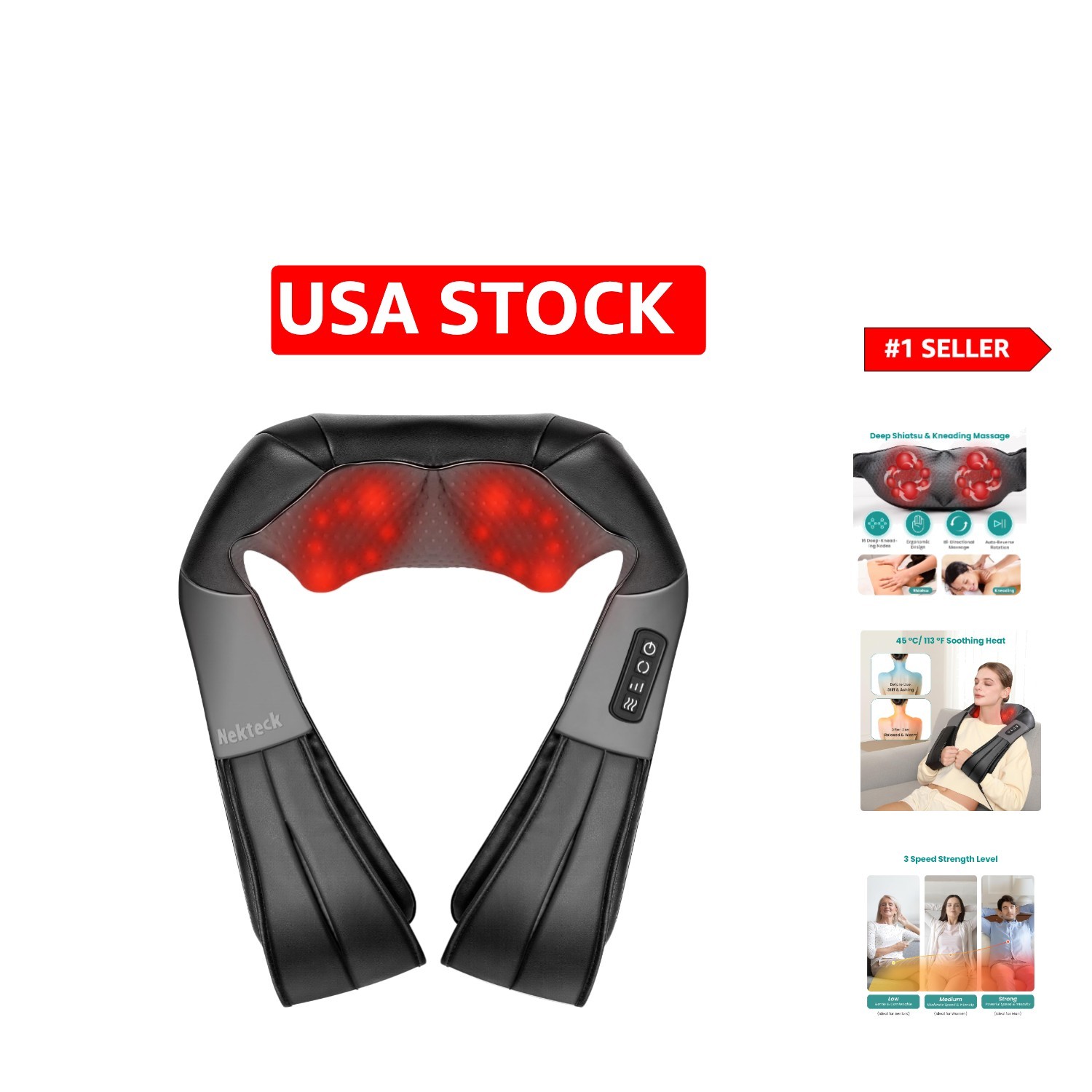 Portable Shiatsu Neck Massager with Enhanced Heat | Ideal Gift for Stress Relief