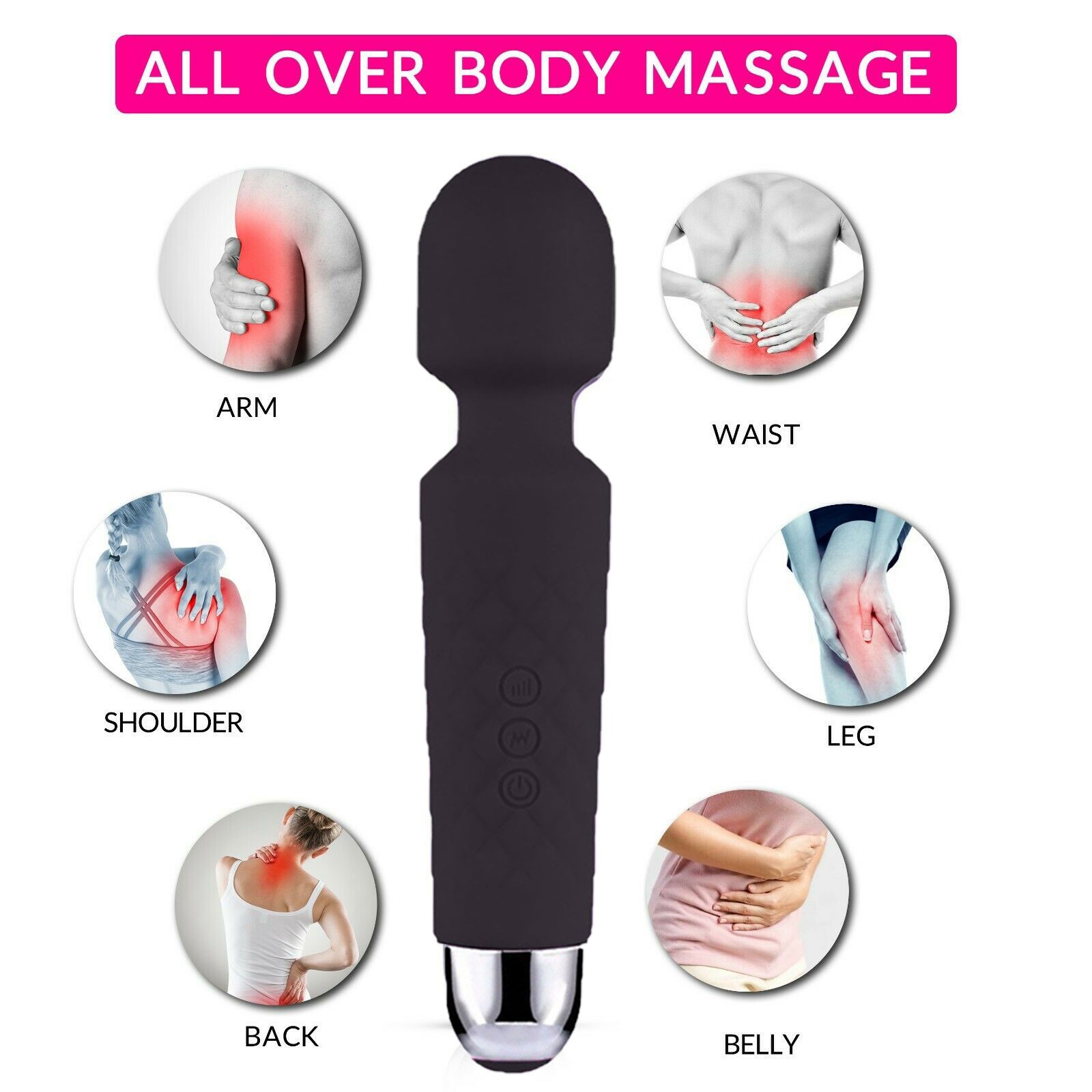 Powerful Mini Multi-Speed Magic Massager Wand Massage Full Body USB Rechargeable