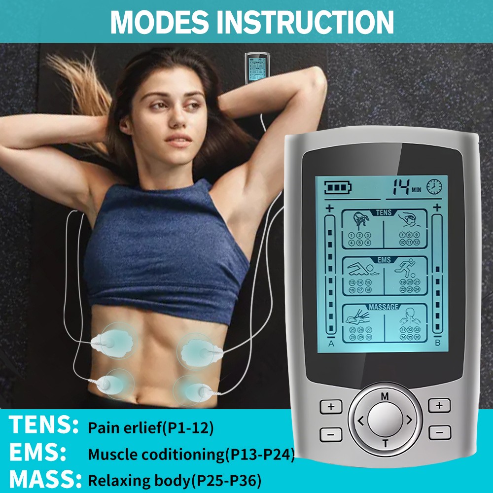 TENS Unit Muscle Stimulator 36 Modes Dual Channel EMS Pulse Massager with 8 Pads