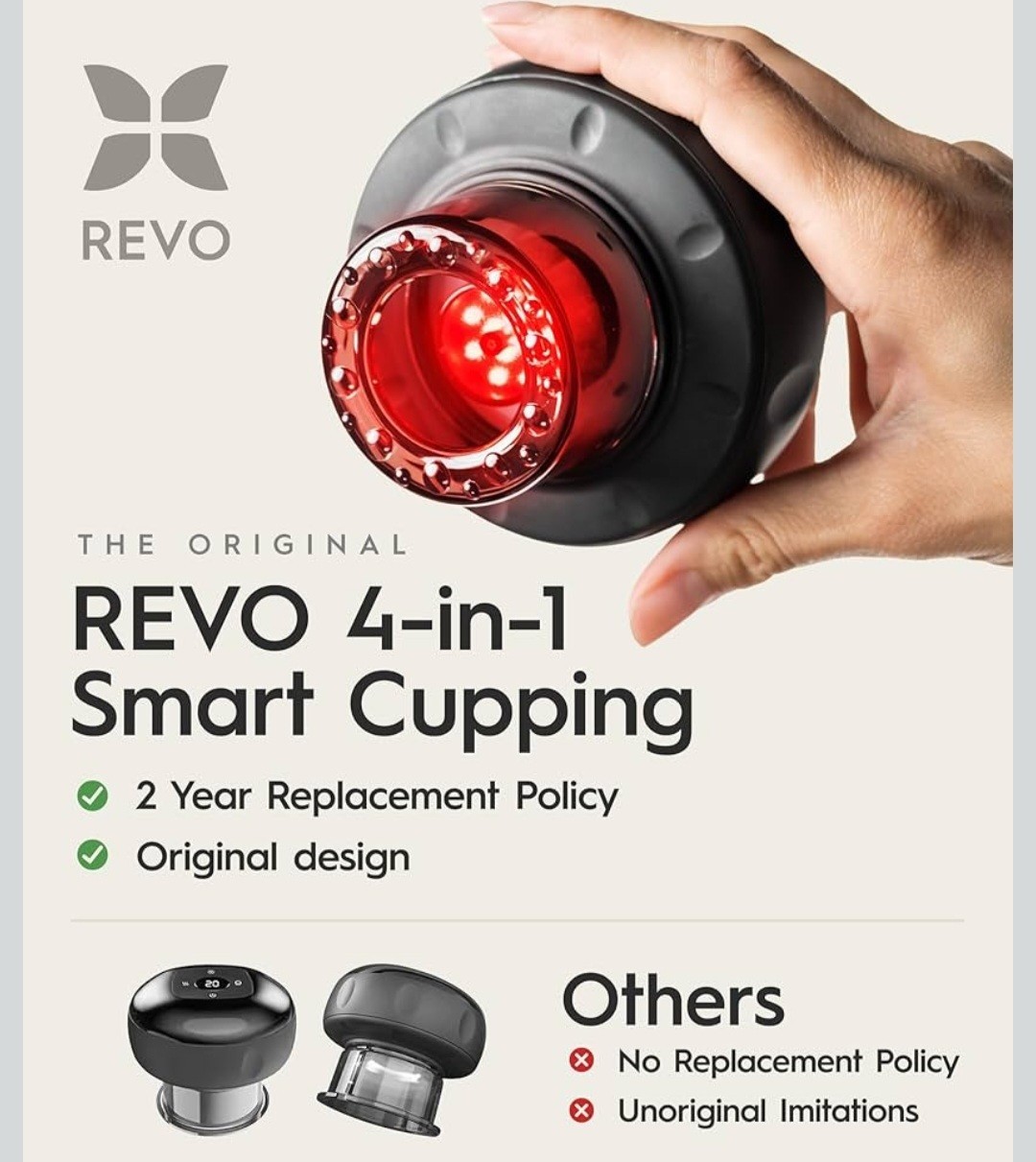 REVO Smart Cup The Original 4-in-1 Smart Cupping Therapy Massager 2 Pack