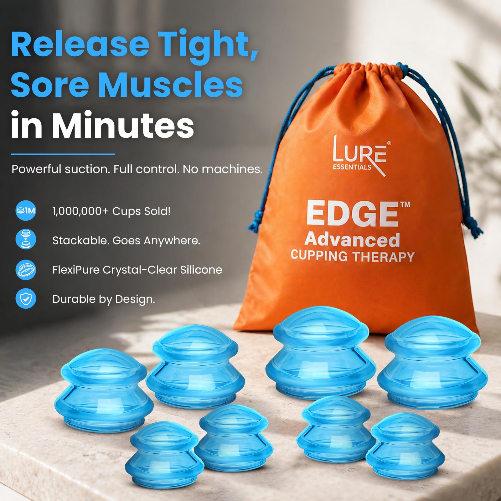 Edge Silicone Cupping Set, Cupping Kit for Massage Therapy, Long Lasting Cups…