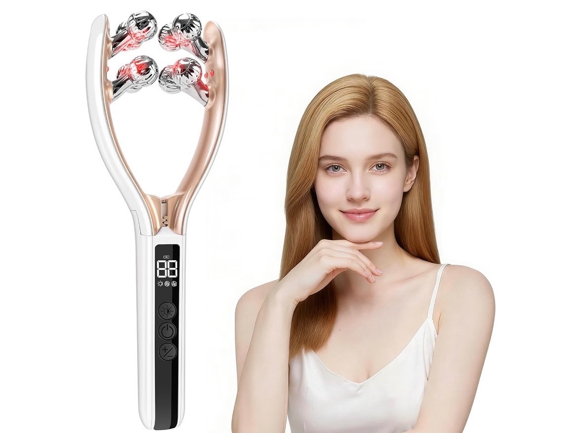 Face Massager Tool with Red Light, Face Sculpting Tool & Facial Roller for Women