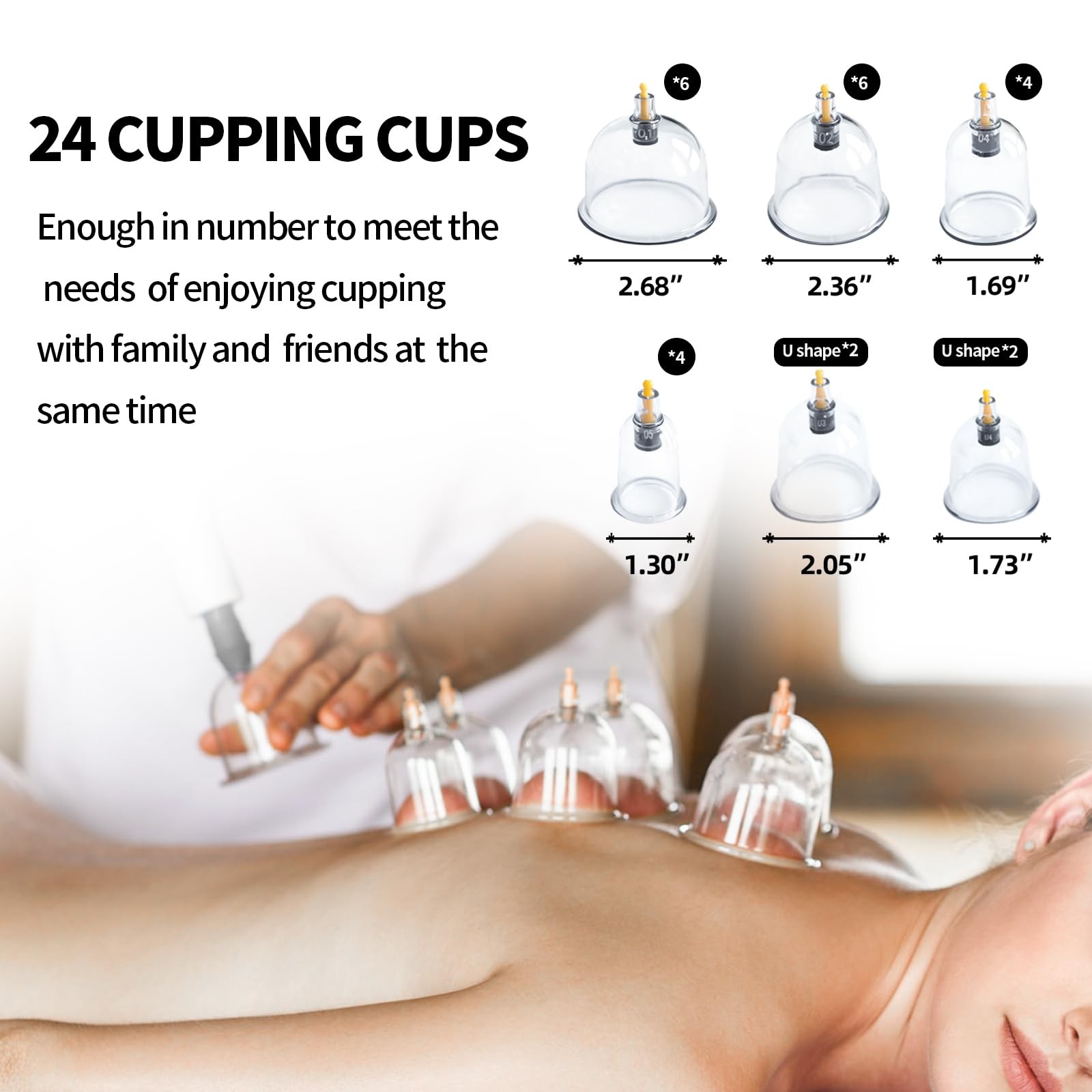 Cupluw Cupping Set, 24 Cups Kit for Massage Therapy, Chinese Clear